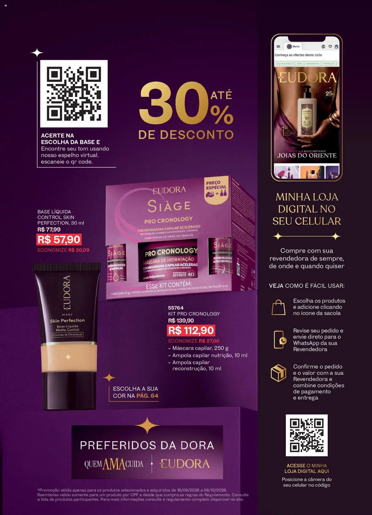 Eudora Folheto - válido de 16/09/2026 | Página: 106 | Produtos: Celular, Base, Sacola, Câmera