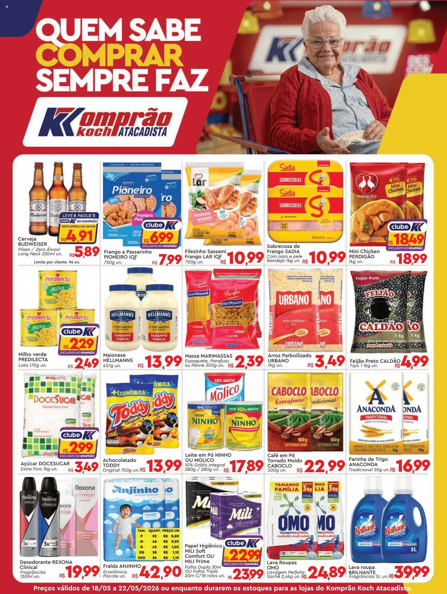 Komprao Atacadista Folheto - válido de 18.05.2026 | Página: 1 | Produtos: Feijão, Achocolatado, Leite, Café