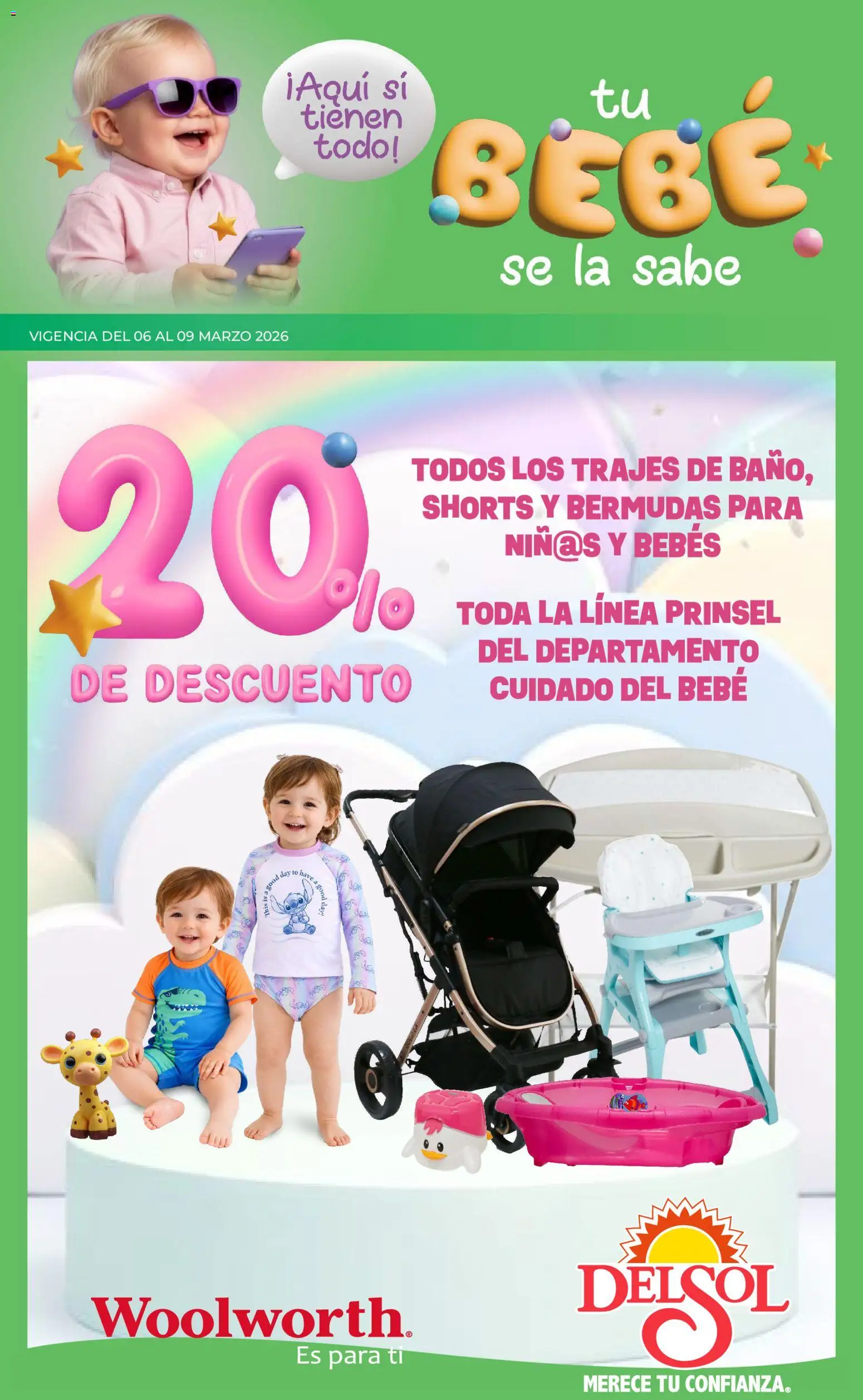 Nuevas ofertas de Del Sol y Woolworth válidas en toda la República Mexicana desde el 06.03.2026. ¡Encuentra las mejores ofertas en Del Sol y Woolworth catálogo! | Página: 1 | Productos: Bermudas
