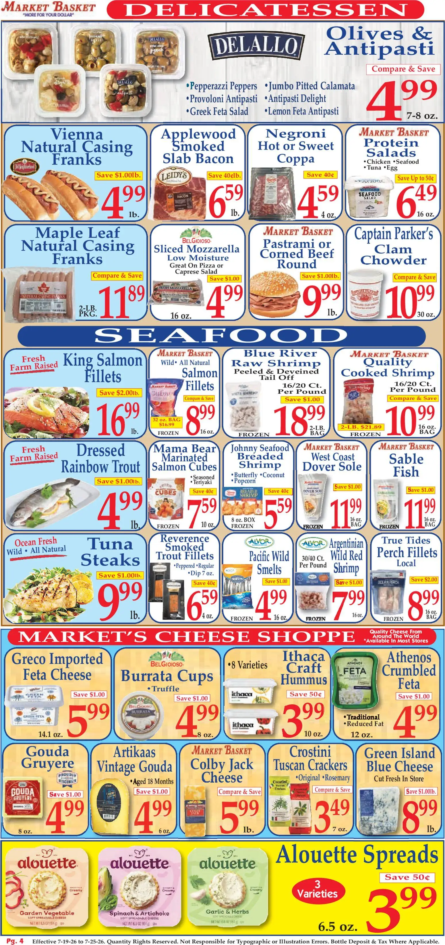 Market Basket Ad - valid from 07/19/2026 | Page: 4 | Products: Spinach, Pizza, Lemon, Garlic
