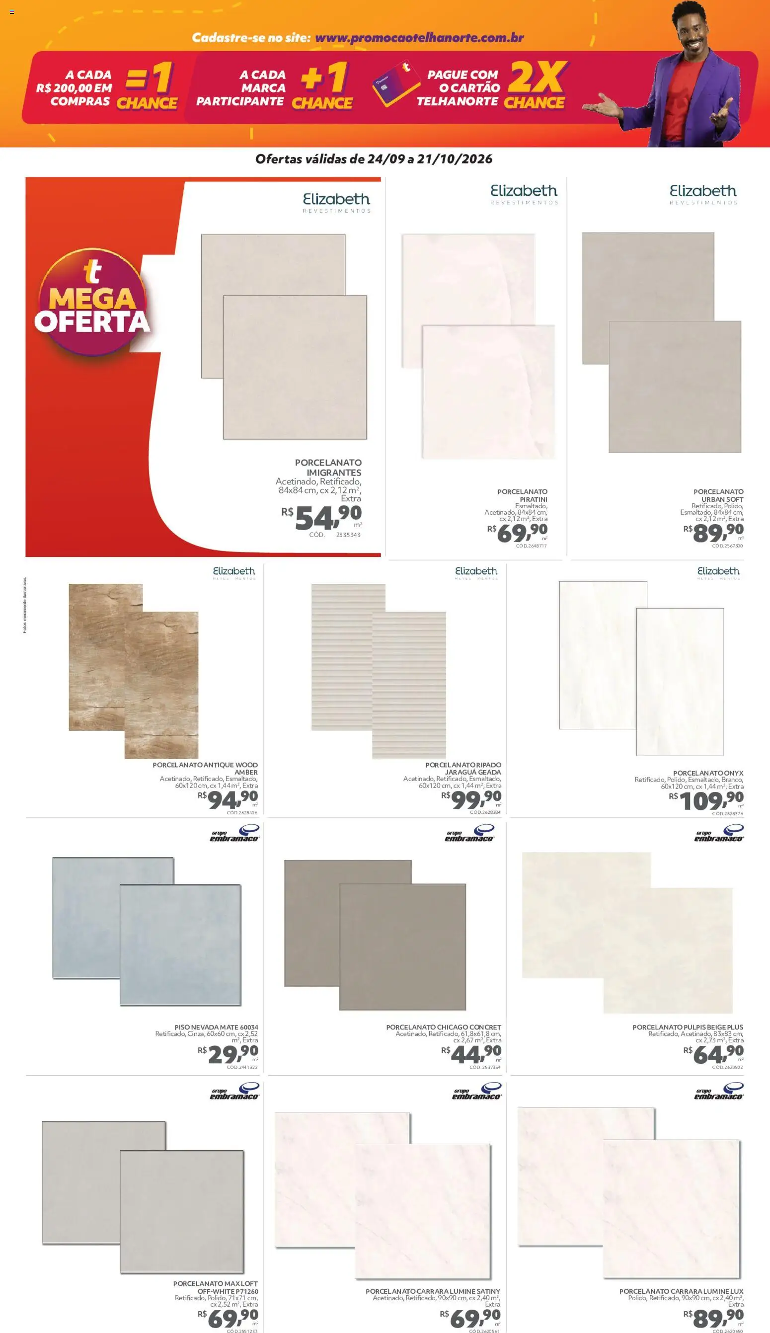 Telhanorte Folheto - válido de 24/09/2026 | Página: 3 | Produtos: Piso, Porcelanato