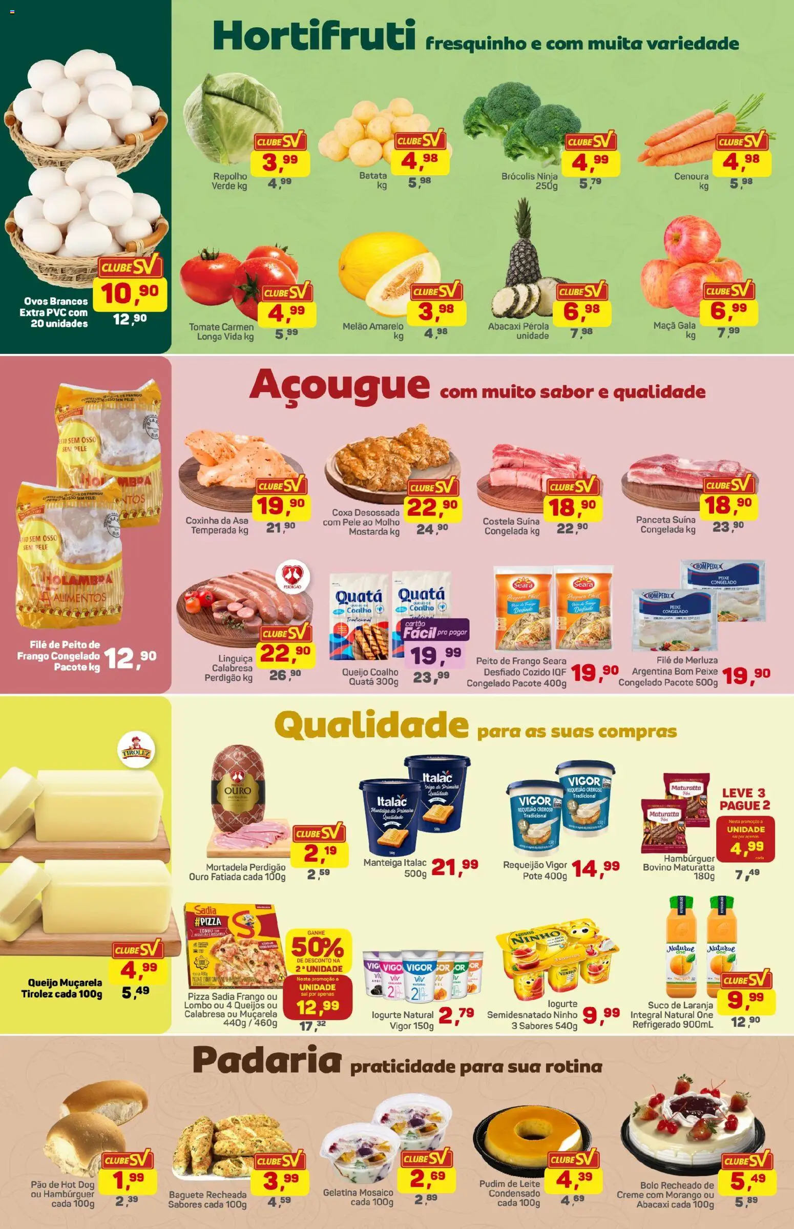 Supermercados São Vicente Folheto - válido de 10/07/2026 | Página: 2 | Produtos: Pão, Muçarela, Abacaxi, Sal