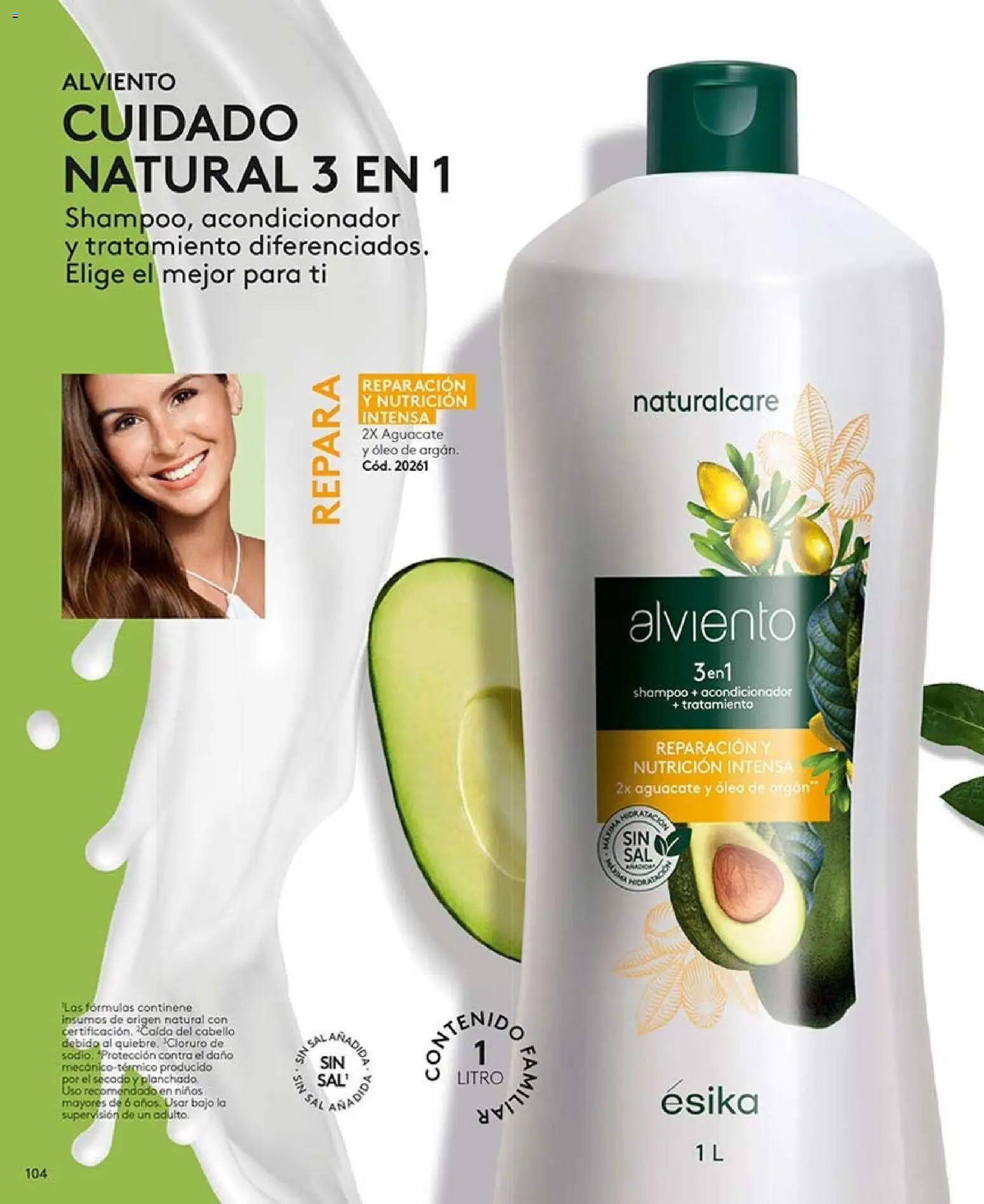 Ésika revista - valida desde el 07/08/2026 | Página: 104 | Productos: Bajo, Sal, Shampoo, Acondicionador
