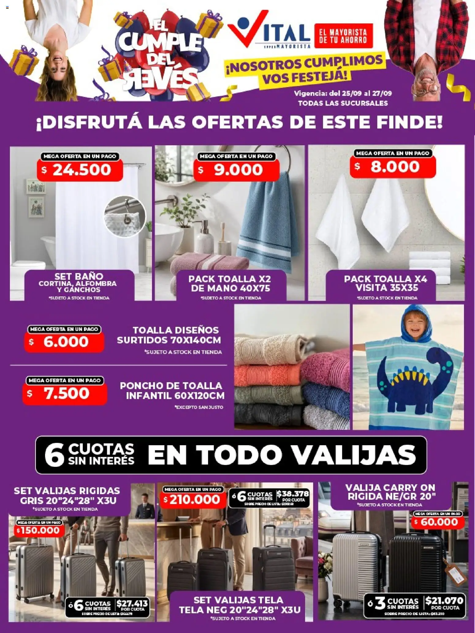 Vital - Ofertas fin │ válido desde el 25/09/2026 | Página: 7 | Productos: Valija, Baño, Alfombra, Poncho