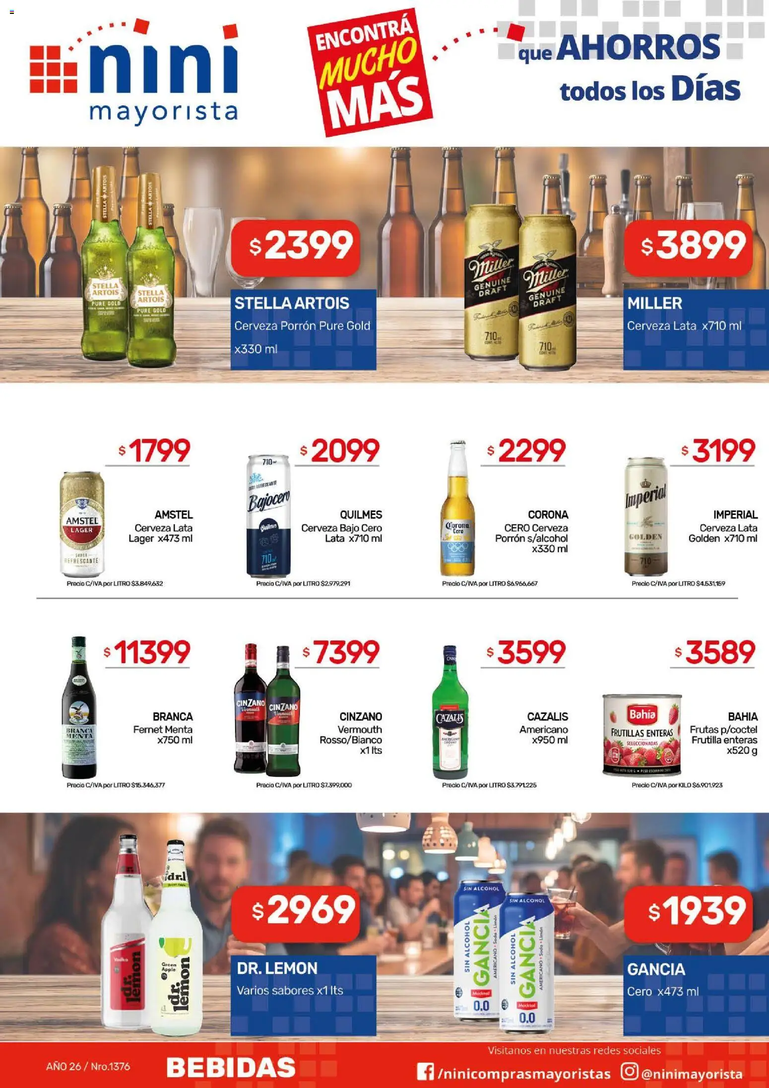 NINI Mayorista catálogo │ válido desde el 07/09/2026 | Página: 19 | Productos: Cinzano, Bebidas, Soda, Cerveza