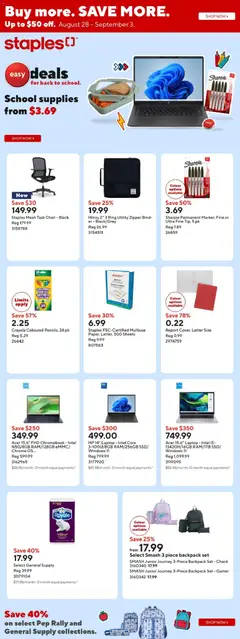 Preview of Staples weekly flyer / circulaire from shop Staples valid from Aug 28, 2026