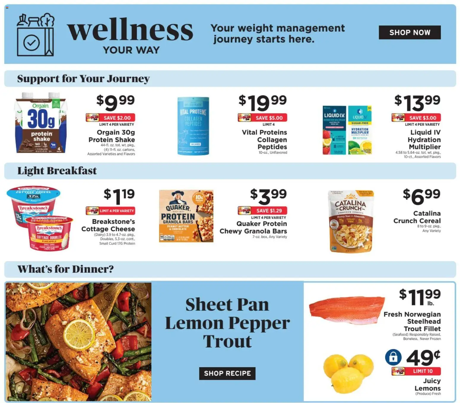 ShopRite Weekly Ad - valid from 10/04/2026 | Page: 14 | Products: Almonds, Trout, Lemon, Peanut butter
