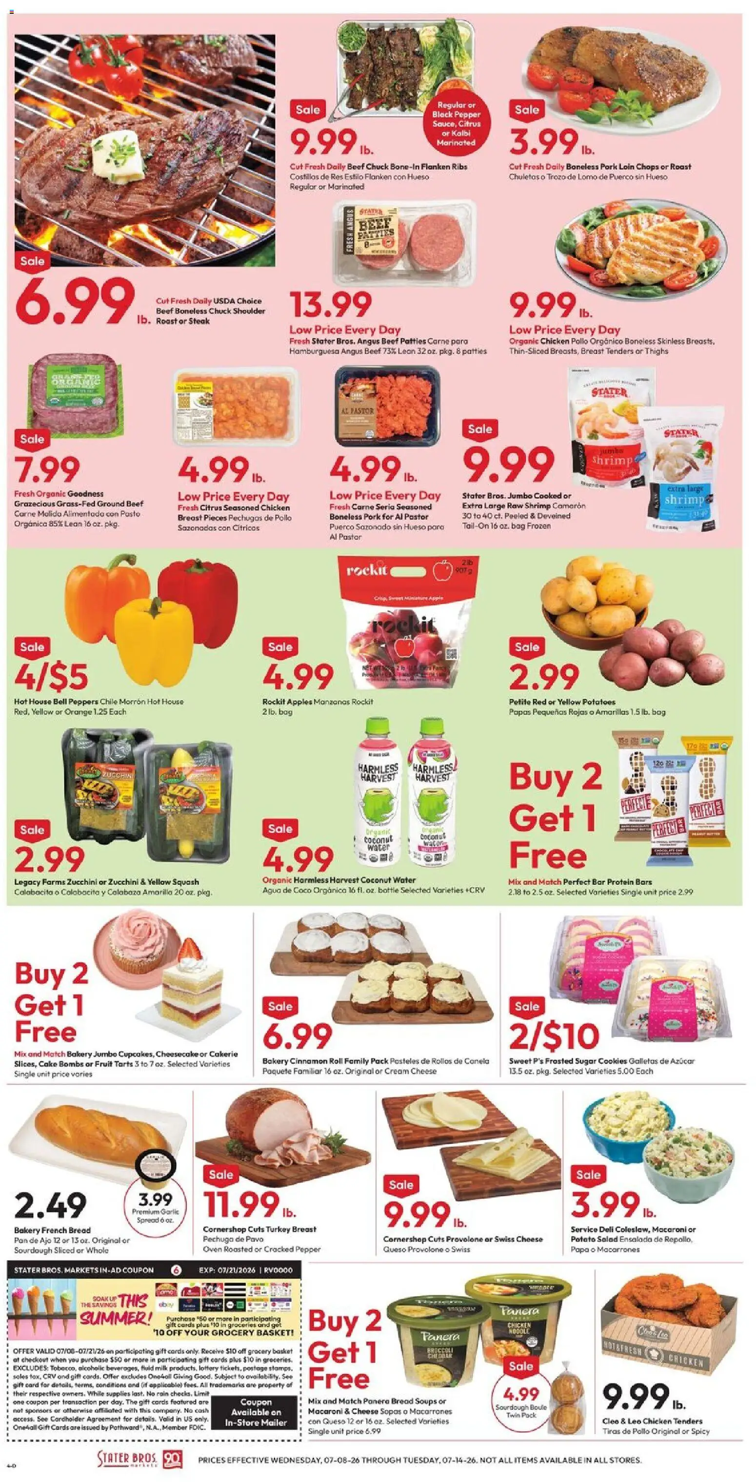 Stater Bros Weekly Ad - valid from 07/08/2026 | Page: 4 | Products: Bakery, Beef, Cream, Water