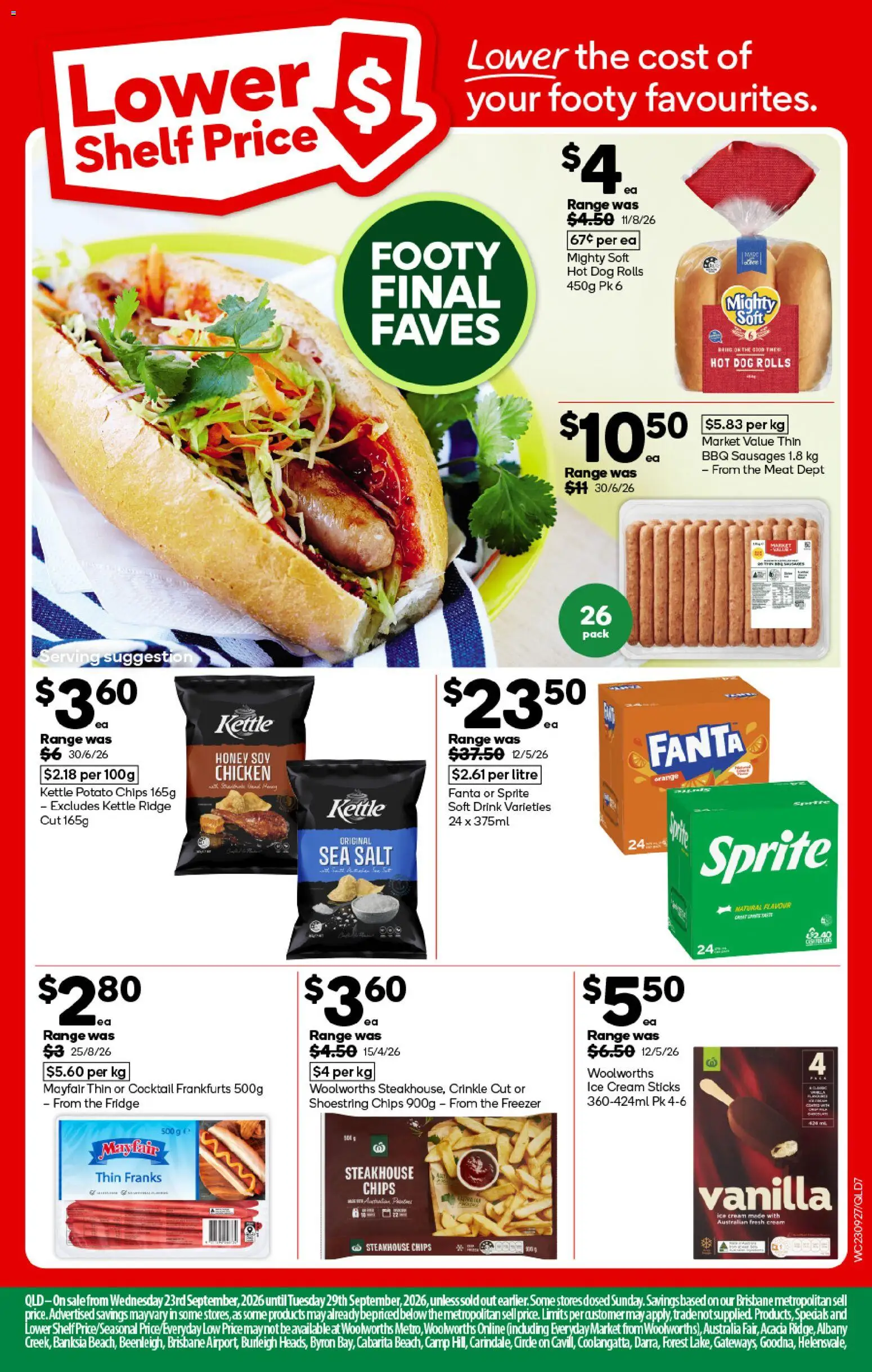 Woolworths catalogue - valid from 23/09/2026 | Page: 7 | Products: Honey, Ice, Sprite, Sausages