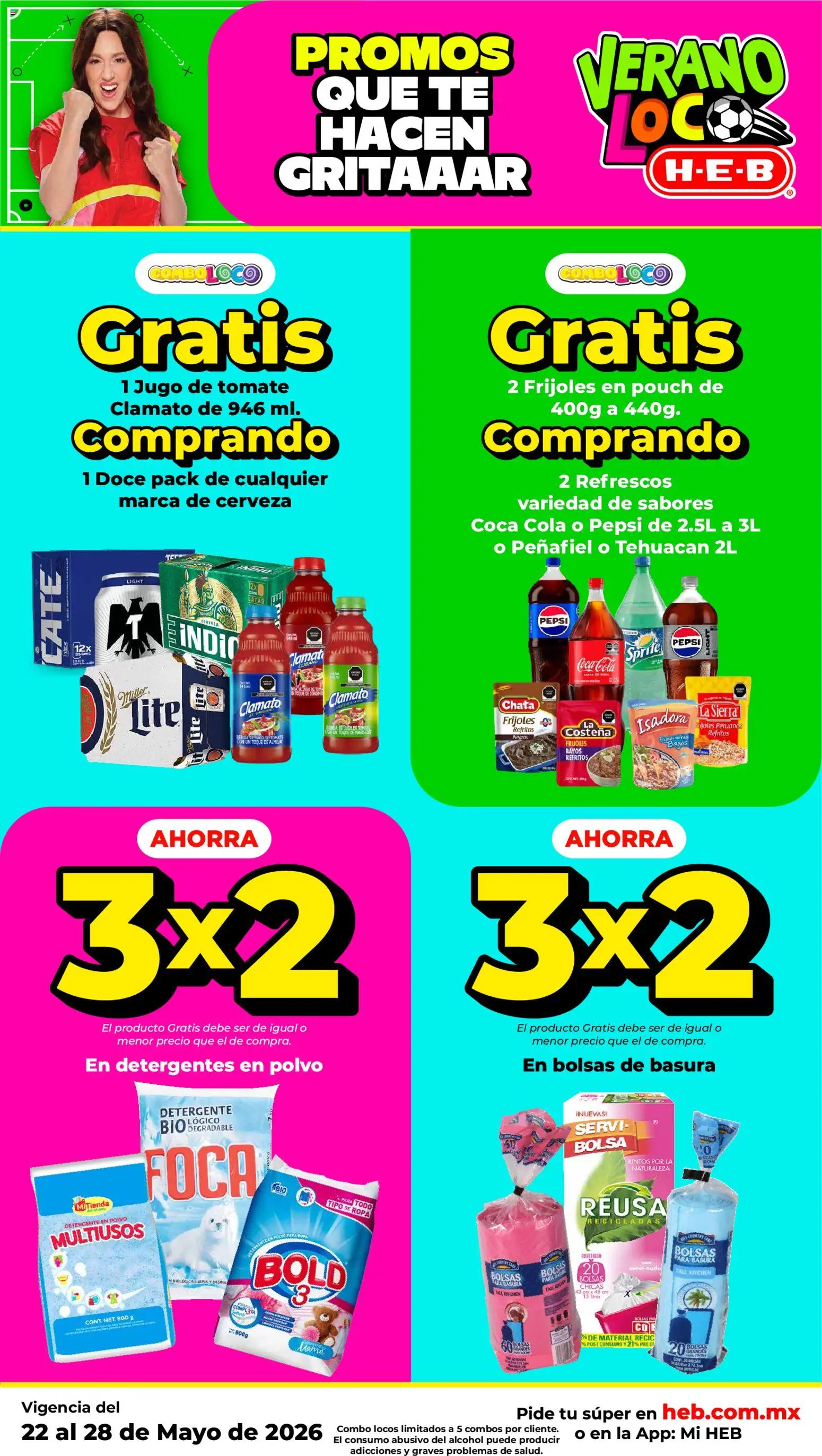 Nuevas ofertas de H-E-B válidas en toda la República Mexicana desde el 21.05.2026. ¡Encuentra las mejores ofertas en H-E-B folleto! | Página: 3 | Productos: Detergente, Bolsa, Limón, Ropa