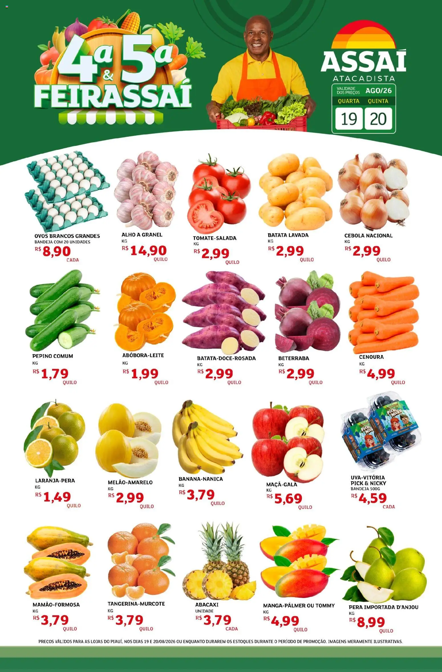 Assaí Atacadista Folheto - válido de 19/08/2026 | Página: 1 | Produtos: Ovos, Abacaxi, Bandeja, Batata
