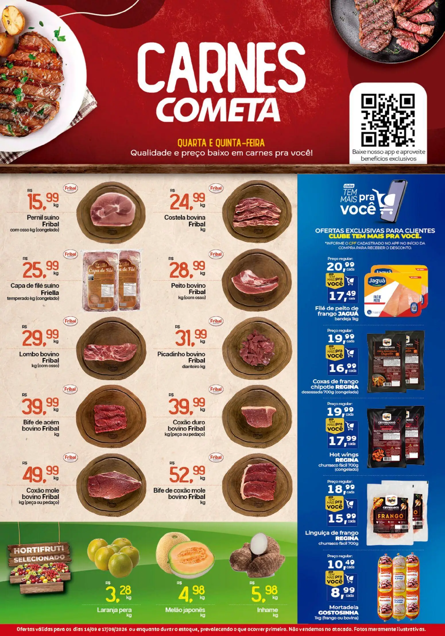 Cometa Supermercados Folheto - válido de 16/09/2026 | Página: 1 | Produtos: Melão, Costela bovina, Pernil, Peito de frango