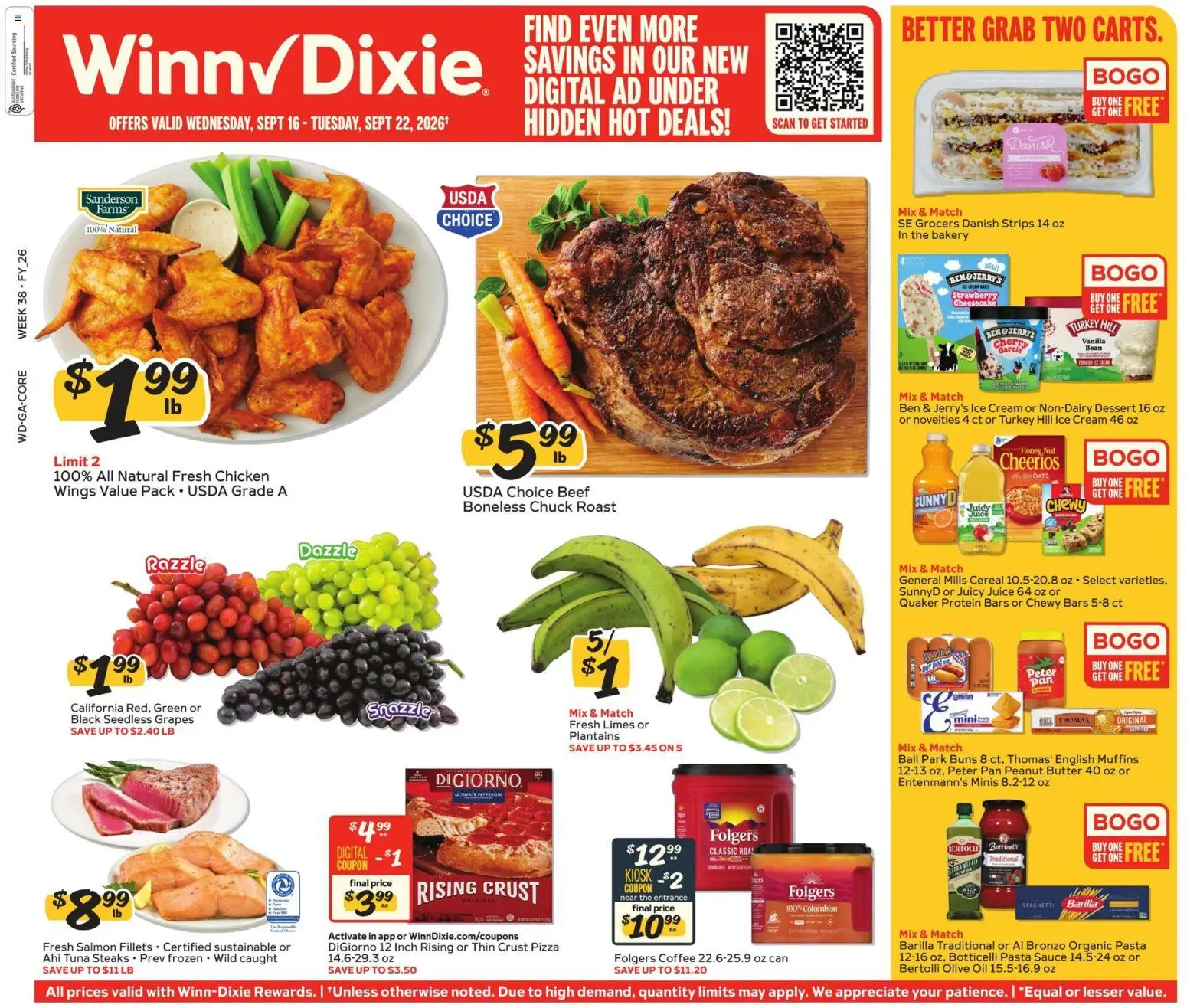 Winn Dixie Weekly Ad - valid from 09/16/2026 | Page: 1 | Products: Olive oil, Protein, Tuna, Ben & Jerry’s ice cream