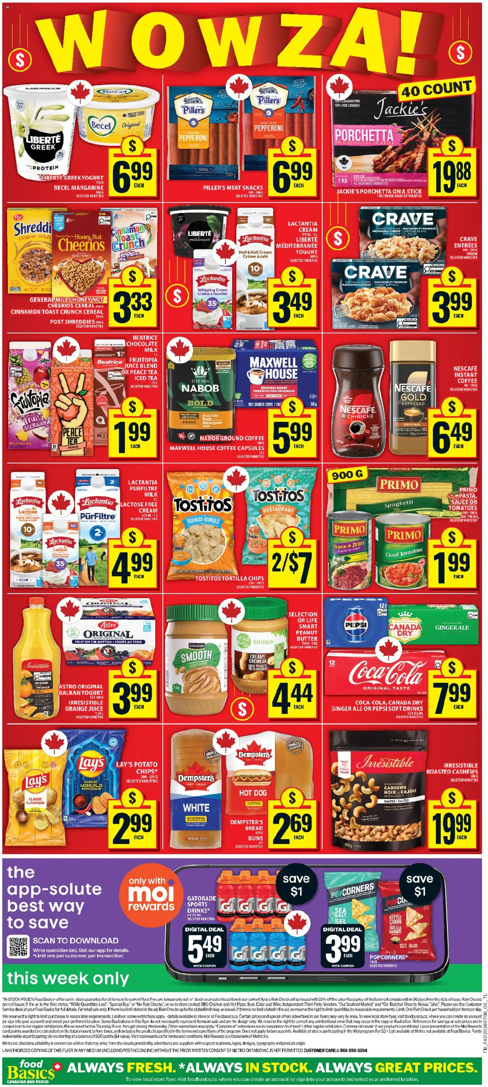 Food Basics flyer valid from Jul 9, 2026 | Page: 2 | Products: Tea, Cream, Butter, Chicken