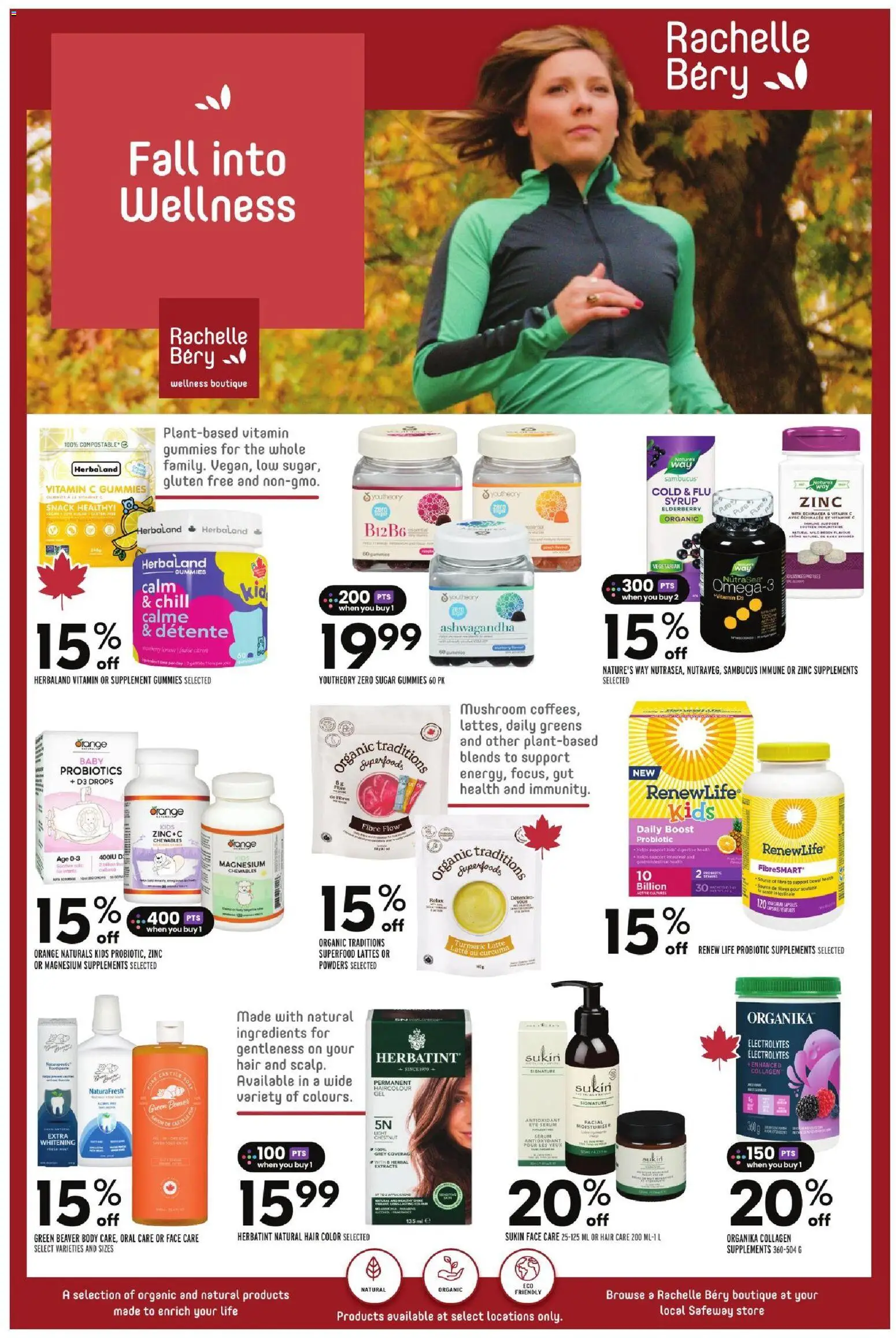 Safeway flyer valid from Sep 17, 2026 | Page: 20 | Products: Ashwagandha, Probiotics, Hair color, Ingredients
