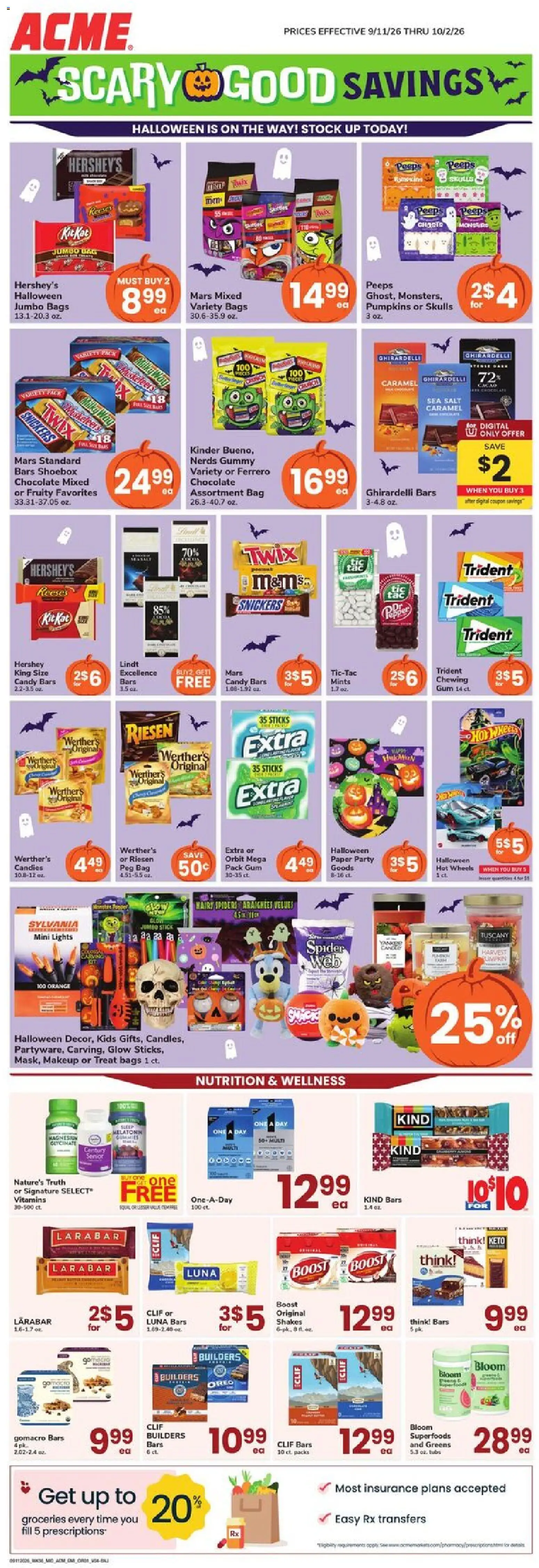 Acme Acme Markets - GMI - valid from 09/11/2026 | Page: 1 | Products: Candy, Groceries, Greens, Lindt