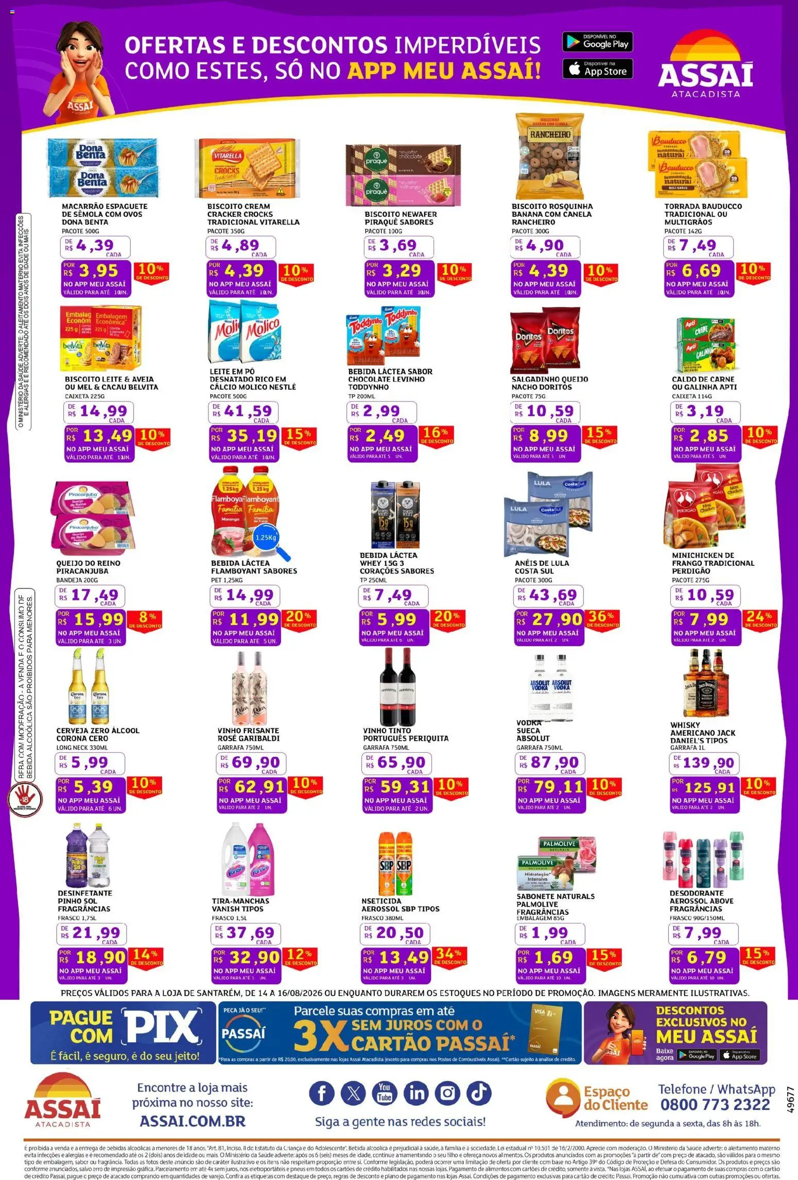 Assaí Atacadista Folheto - válido de 14/08/2026 | Página: 3 | Produtos: Vinho, Macarrão, Vodka, Desinfetante