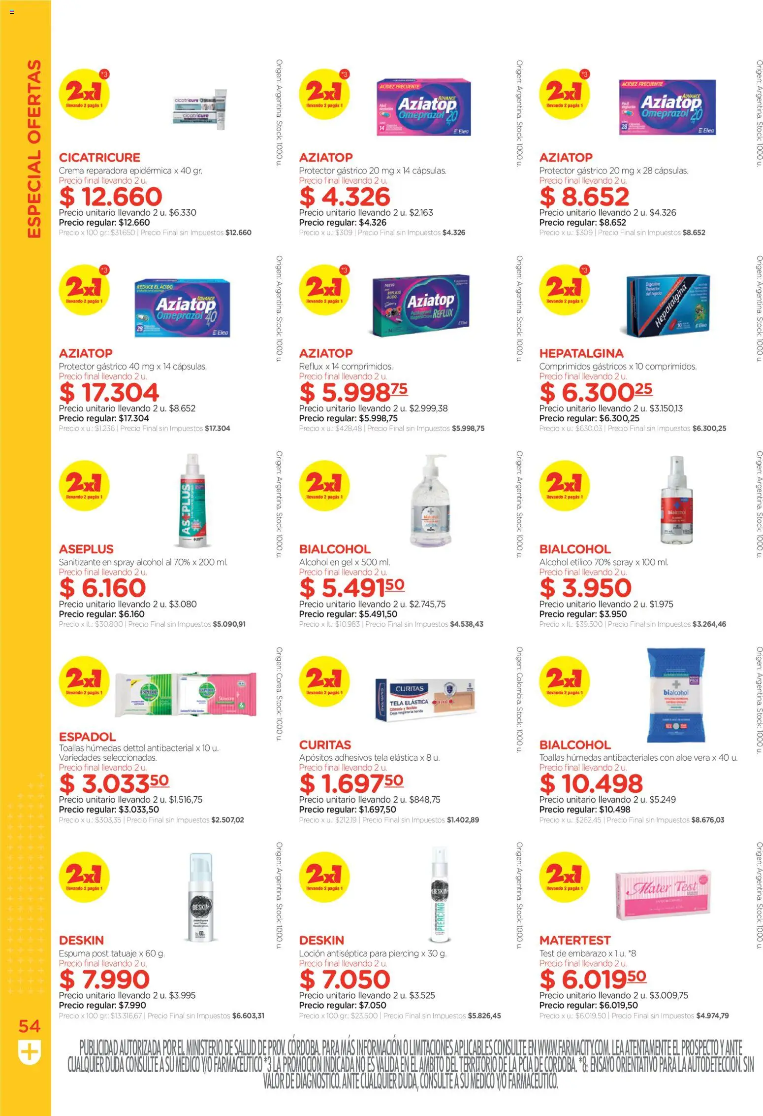 Farmacity catálogo │ válido desde el 02.06.2026 | Página: 54 | Productos: Test de embarazo, Alcohol en gel, Loción, Espuma