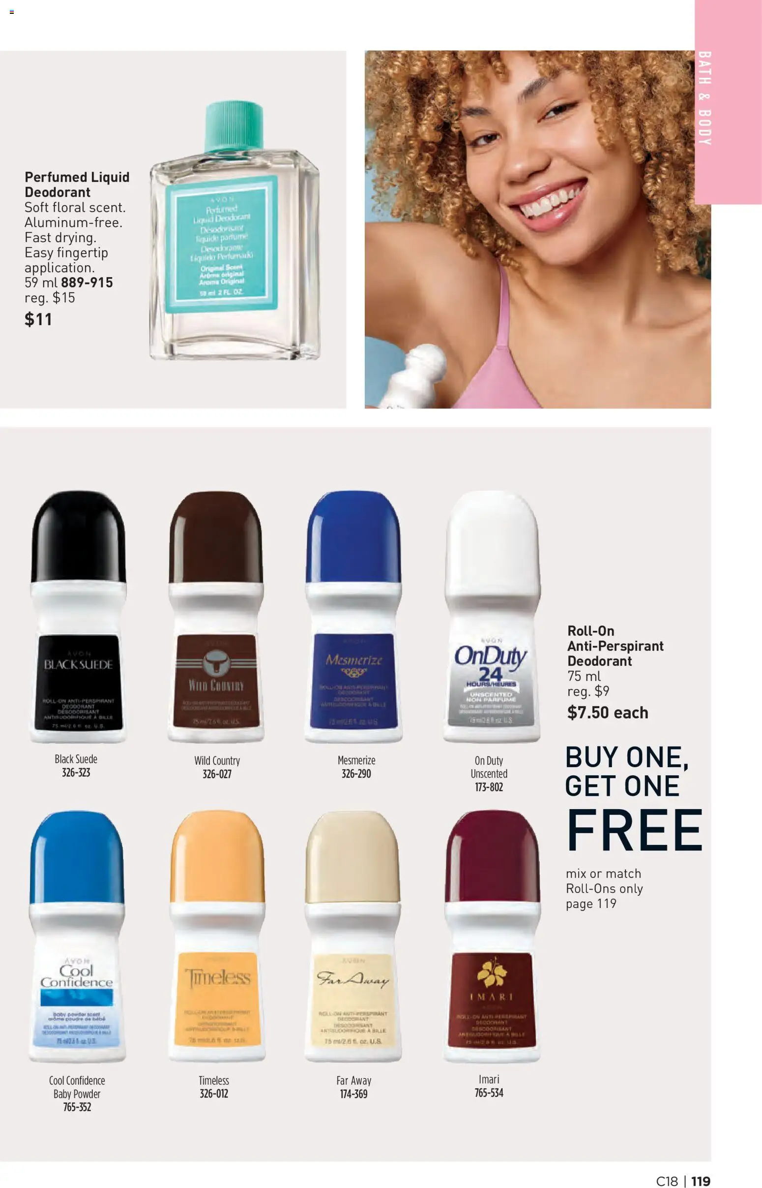 Avon flyer valid from Aug 27, 2026 | Page: 119 | Products: Powder, Deodorant, Antiperspirant, Bath