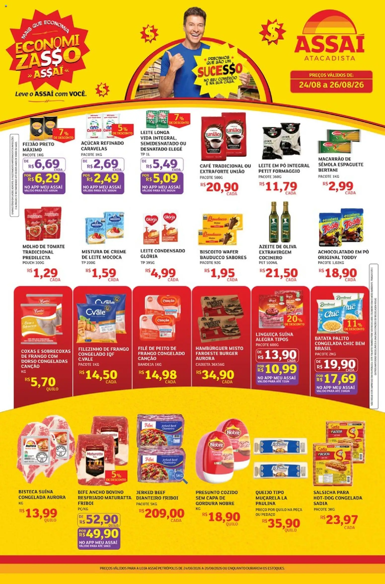 Assaí Atacadista Folheto - válido de 24/08/2026 | Página: 1 | Produtos: Feijão, Molho de tomate, Salsicha, Batata