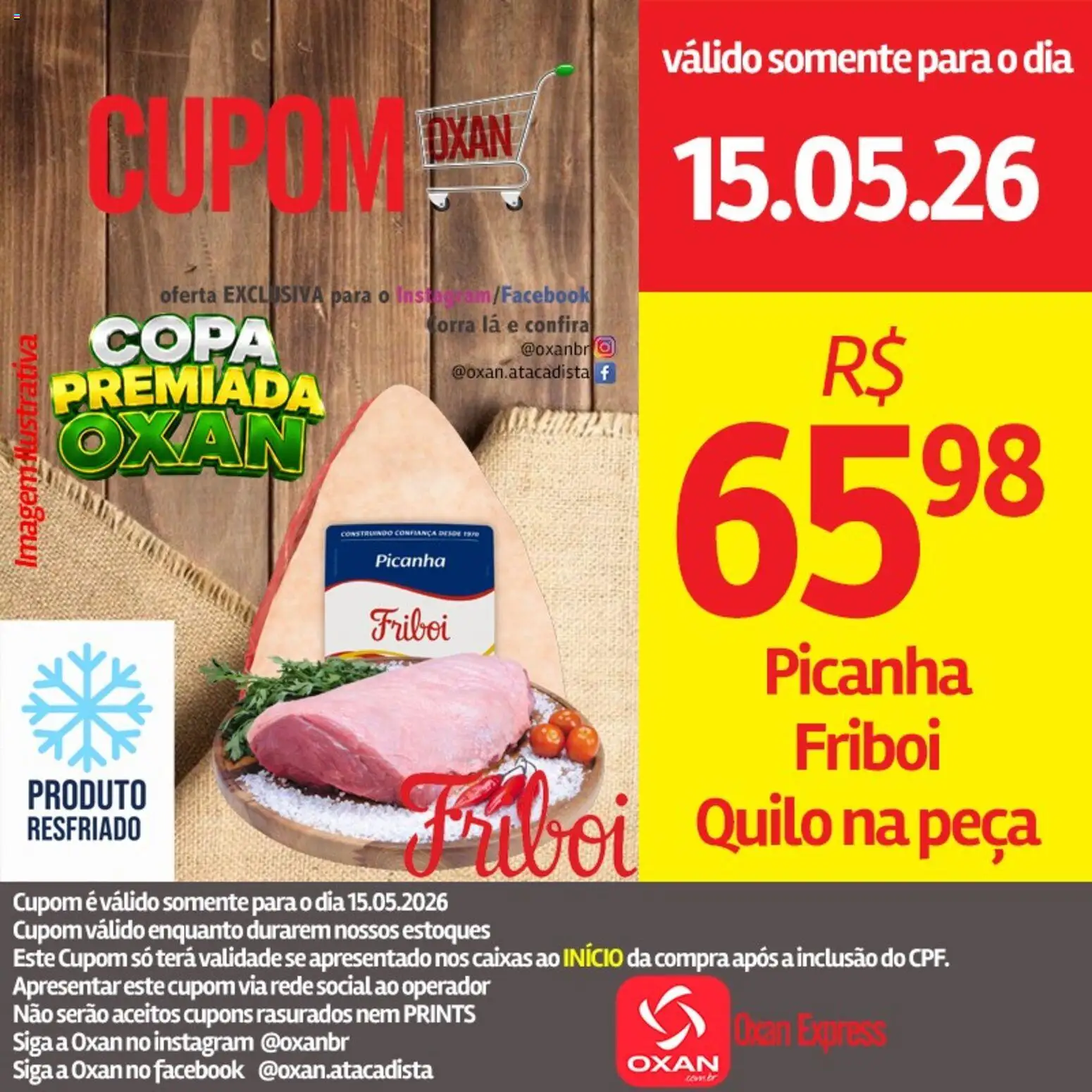 Oxan Atacadista Folheto - válido de 15.05.2026 | Página: 1 | Produtos: Picanha, Copa