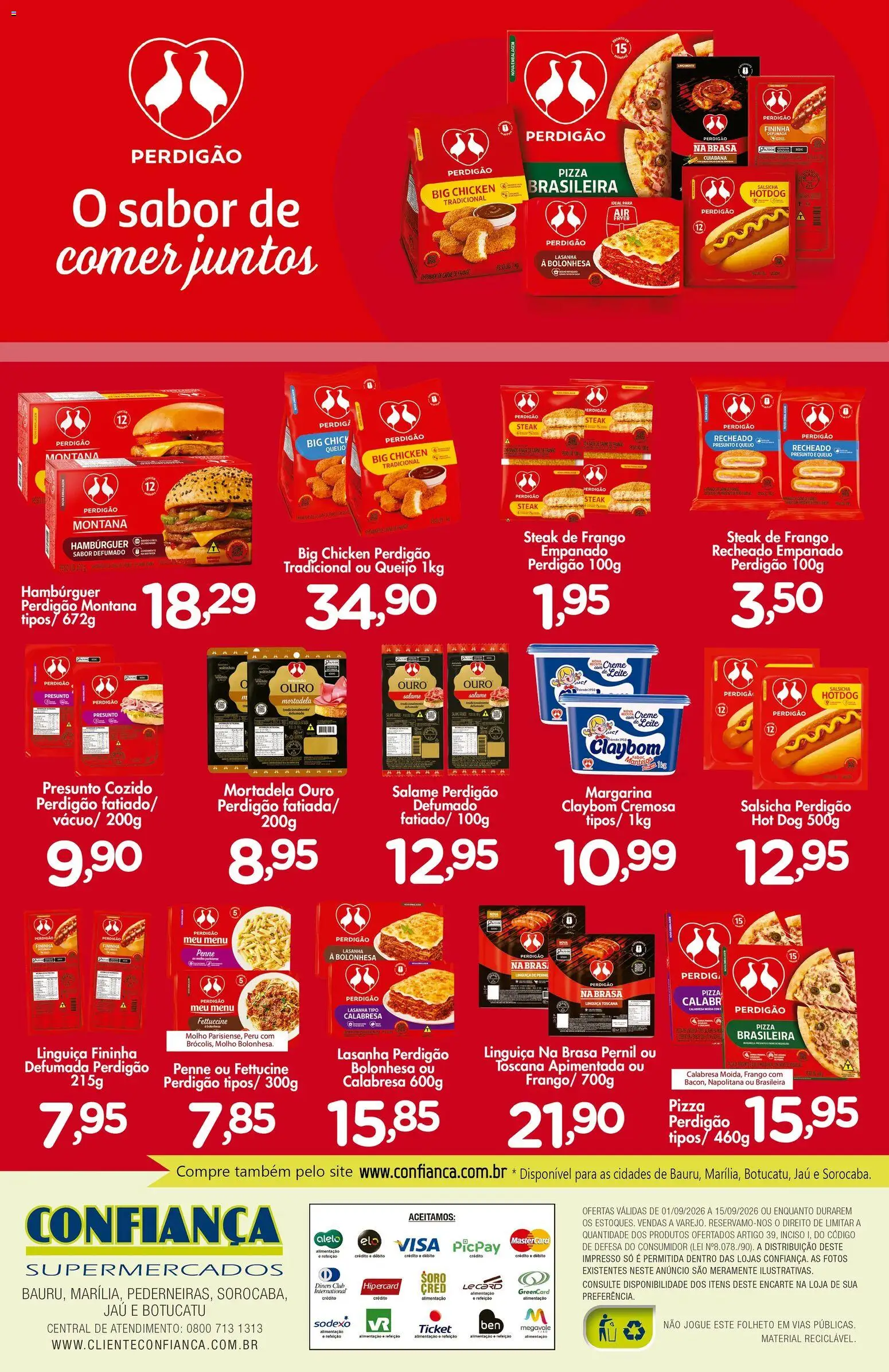 Confiança Folheto - válido de 01/09/2026 | Página: 2 | Produtos: Steak, Salsicha, Leite, Frango