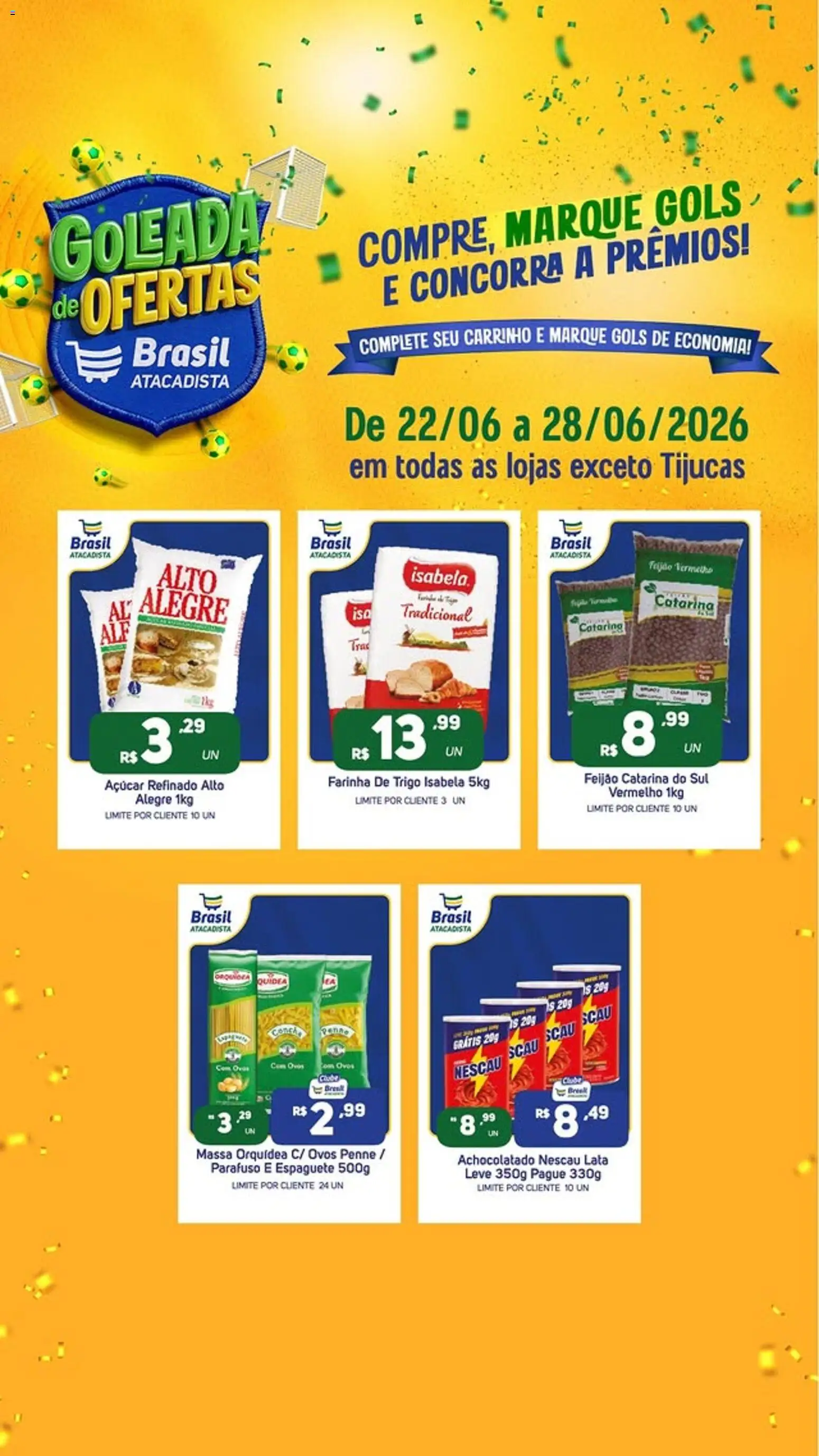 Brasil Atacadista Folheto - válido de 22/06/2026 | Página: 2 | Produtos: Espaguete, Nescau, Ovos, Massa