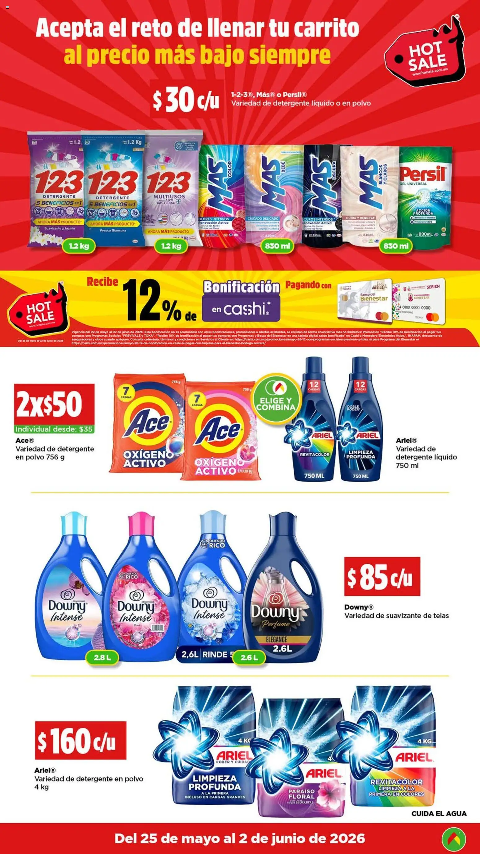 Nuevas ofertas de Bodega Aurrerá válidas en toda la República Mexicana desde el 25.05.2026. ¡Encuentra las mejores ofertas en Bodega Aurrerá Hot Sale! | Página: 10 | Productos: Detergente, Monedero, Agua, Polvo