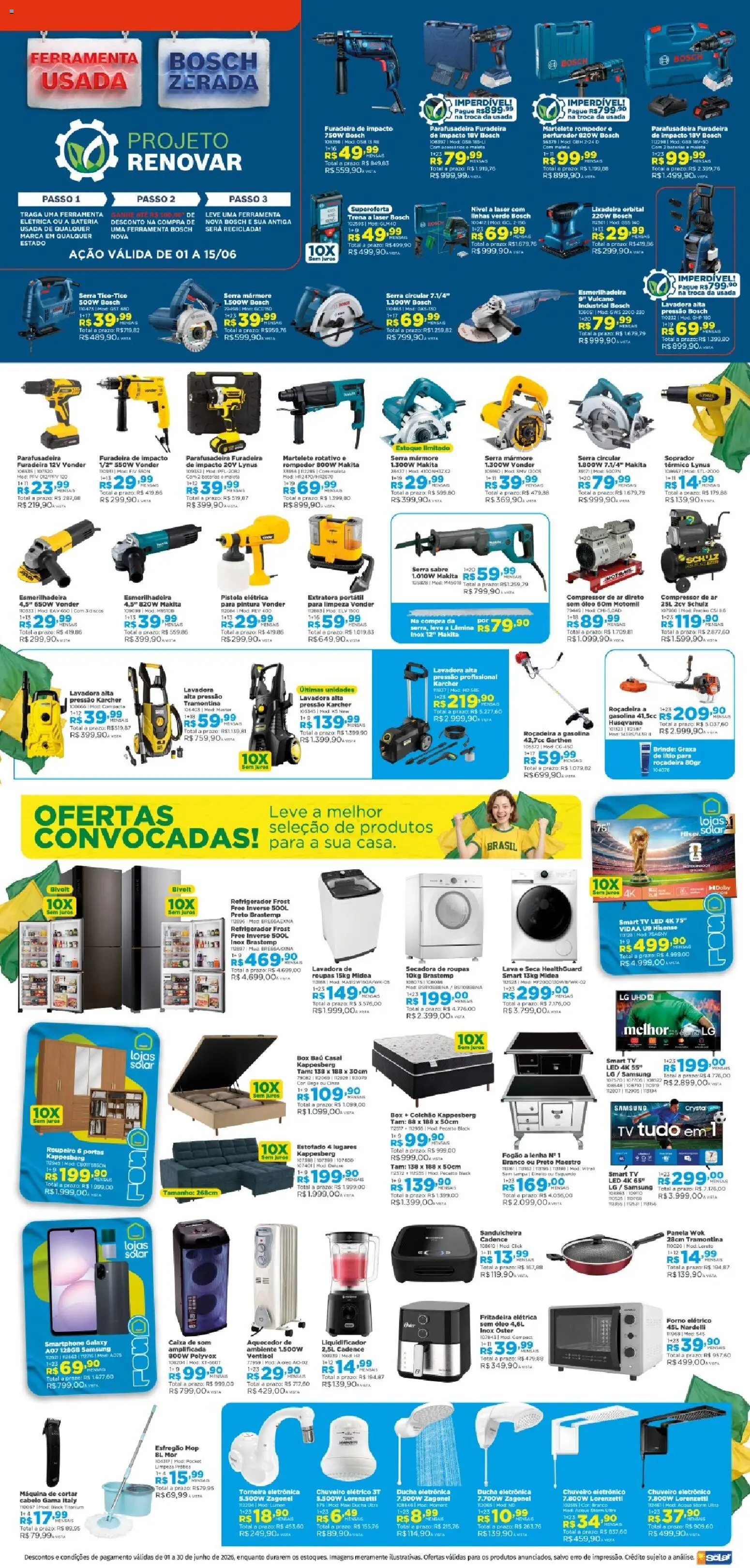 Lojas Solar Folheto - válido de 01.06.2026 | Página: 9 | Produtos: Mop, Fritadeira elétrica, Furadeira, Chuveiro elétrico