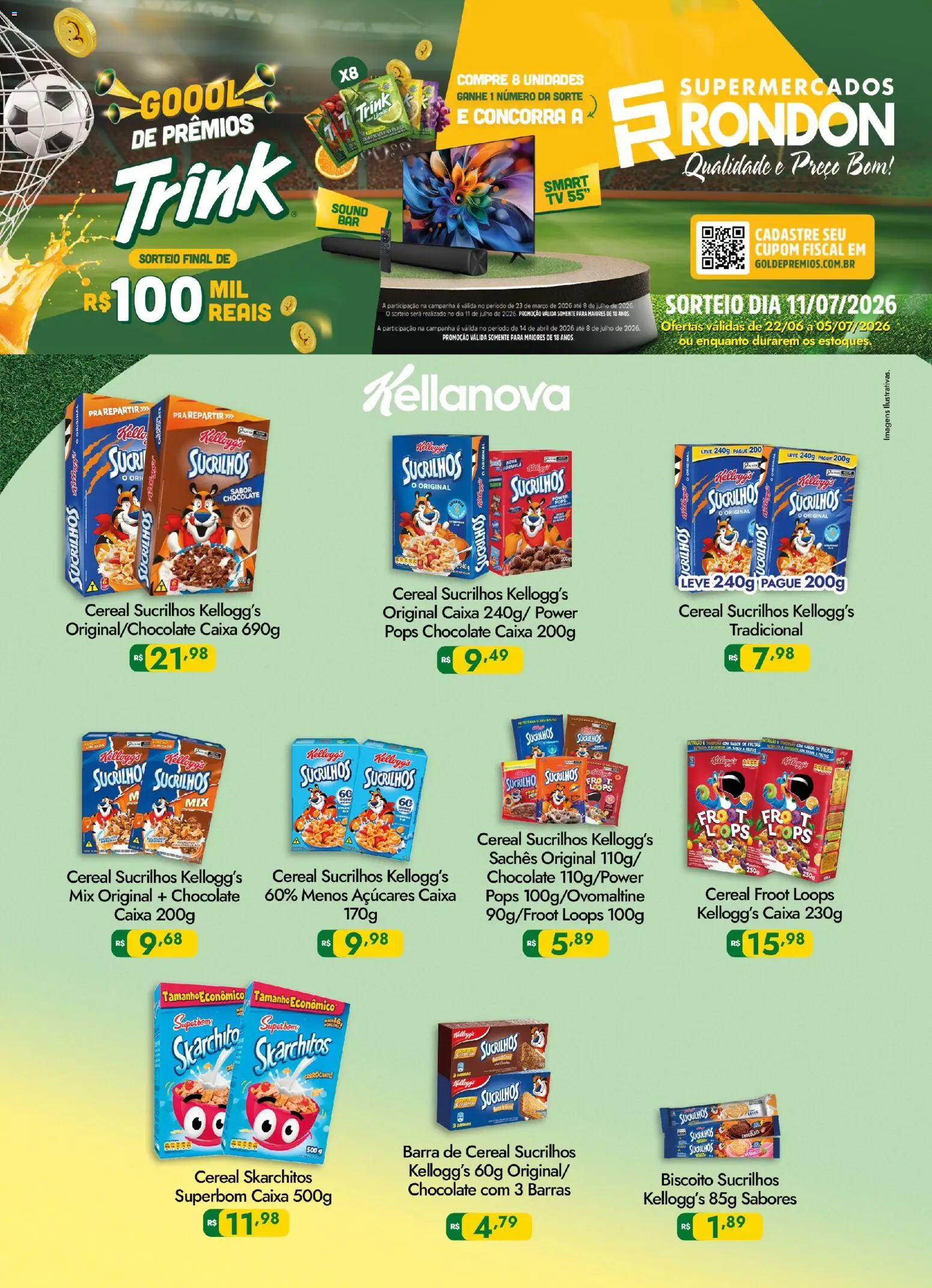 Supermercados Rondon Folheto - válido de 22/05/2026 | Página: 1 | Produtos: smart TV, Biscoito, Caixa, Chocolate