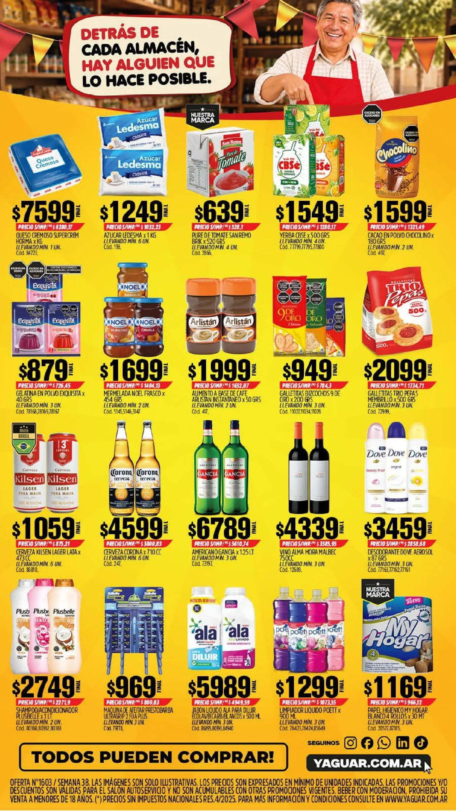 Yaguar - Oferta Semanal Trelew │ válido desde el 14/09/2026 | Página: 2 | Productos: Durazno, Pure de Tomate, Queso, Limpiador