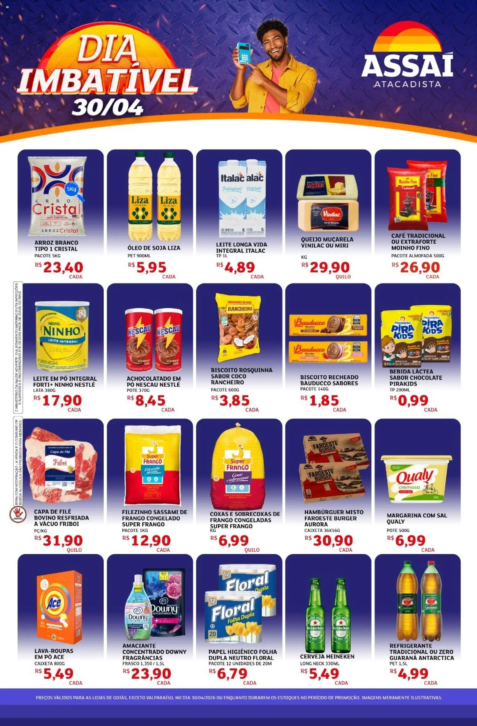 Assaí Atacadista Folheto - válido de 30.04.2026 | Página: 1 | Produtos: Biscoito, Nescau, Heineken, Hambúrguer