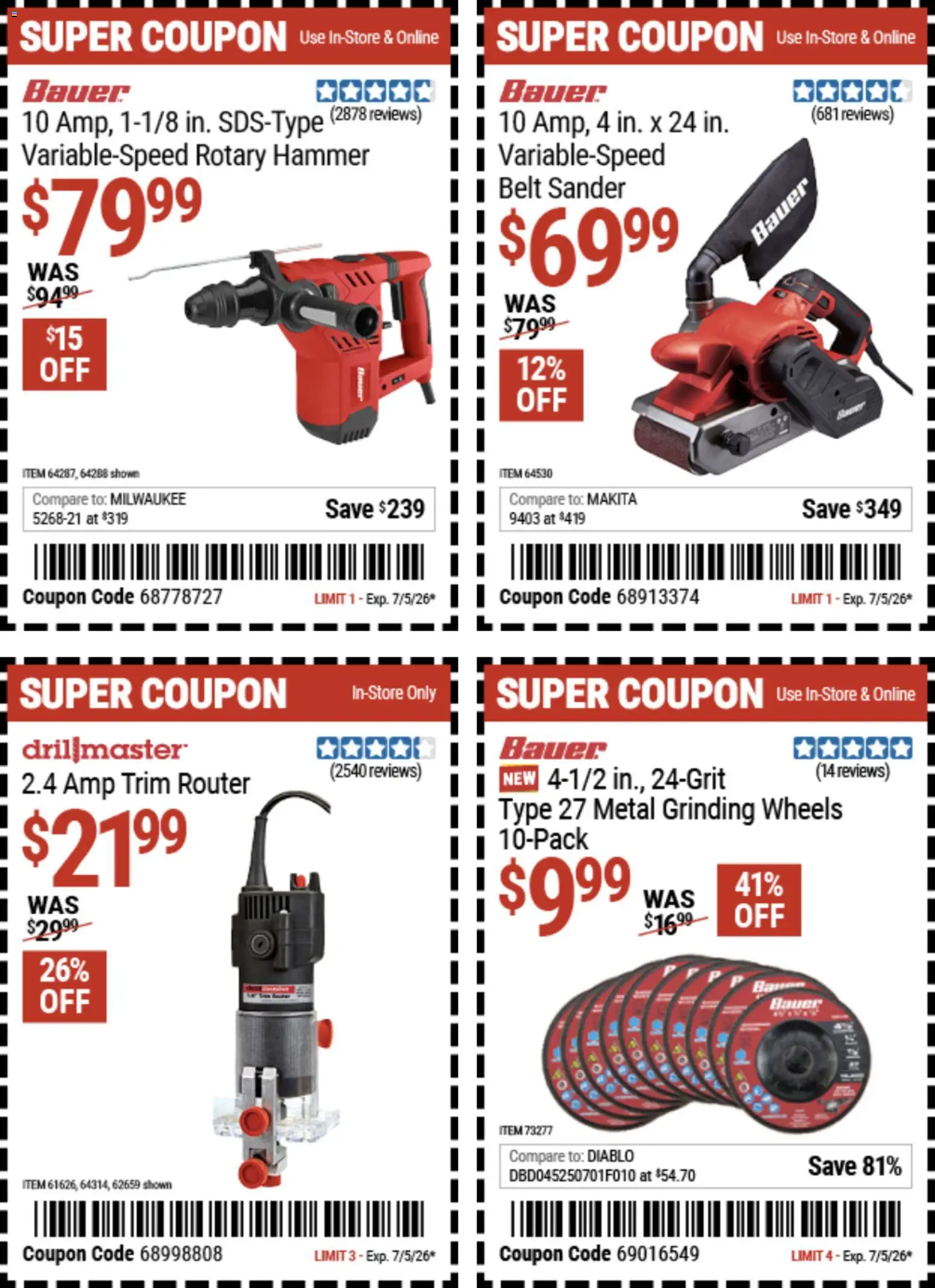 Harbor Freight Weekly Ad - valid from 06/22/2026 | Page: 16 | Products: Sander, Trim, Hammer, Belt