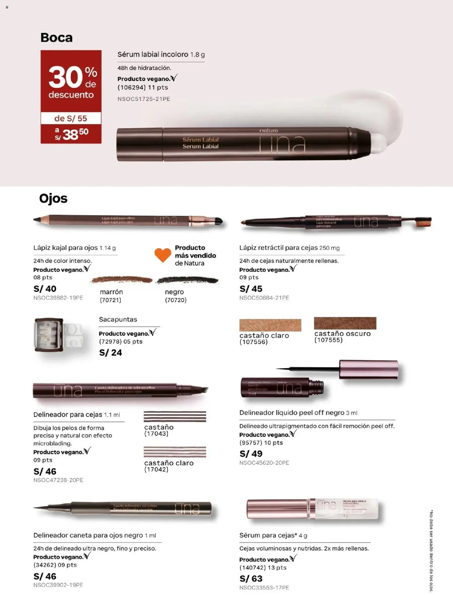 Catálogo Natura válido desde 05.05.2026 | Página: 75 | Productos: Delineador, Pincel, Sacapuntas