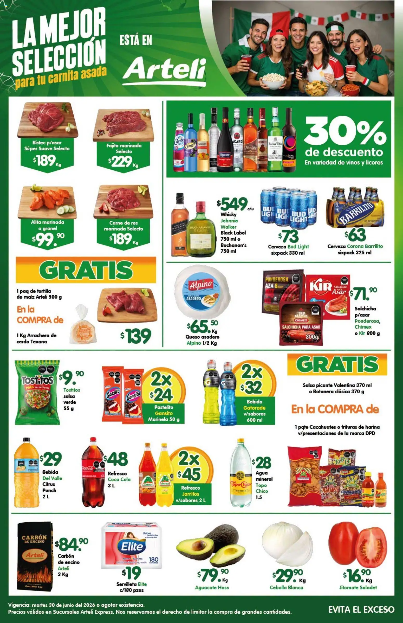 Nuevas ofertas de Arteli válidas en toda la República Mexicana desde el 30/06/2026. ¡Encuentra las mejores ofertas en Arteli folleto Suc. Express! | Página: 1 | Productos: Maíz, Refresco, Queso, Whisky