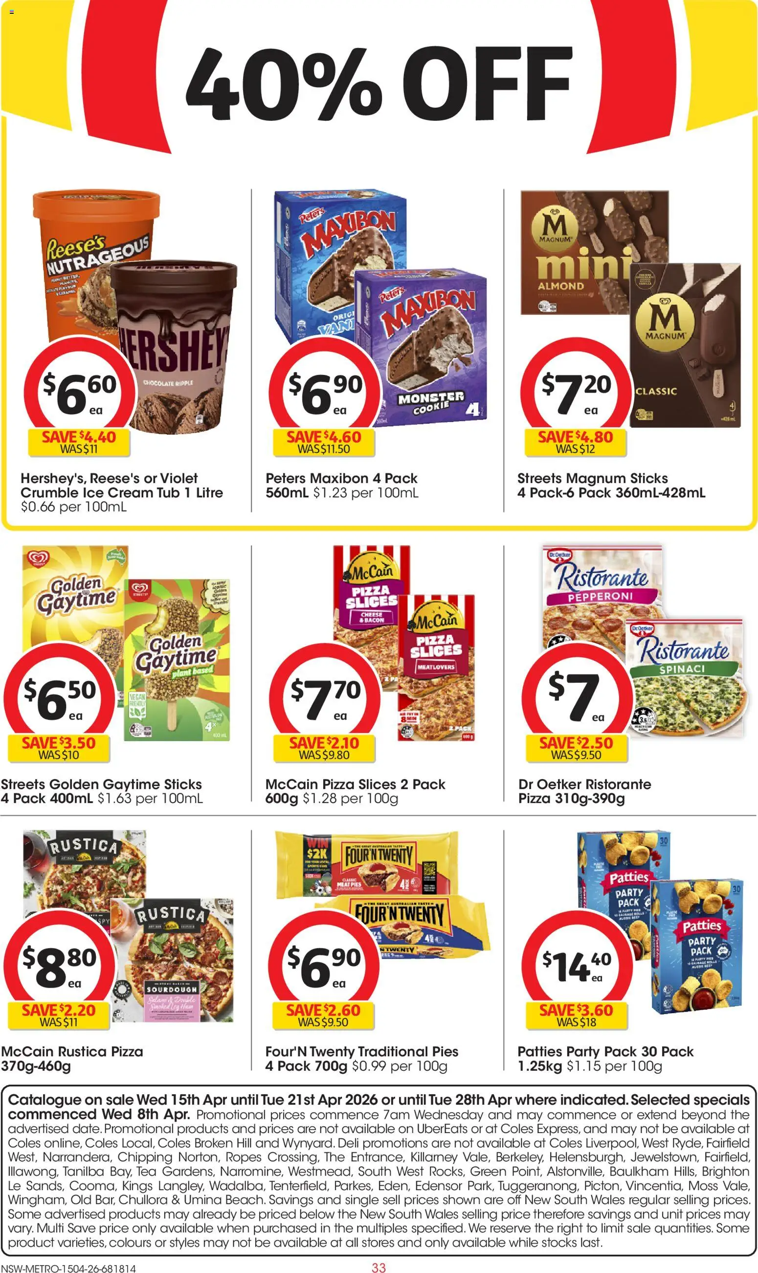 Coles catalogue - valid from 15.04.2026 | Page: 33 | Products: Plant, Cheese, Pizza, Pies