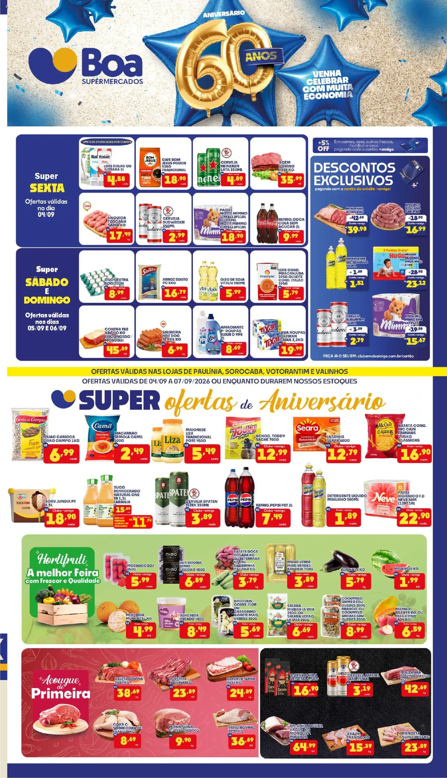 Boa Supermercados Folheto - válido de 04/09/2026 | Página: 1 | Produtos: Linguiça, Arroz, Heineken, Frango
