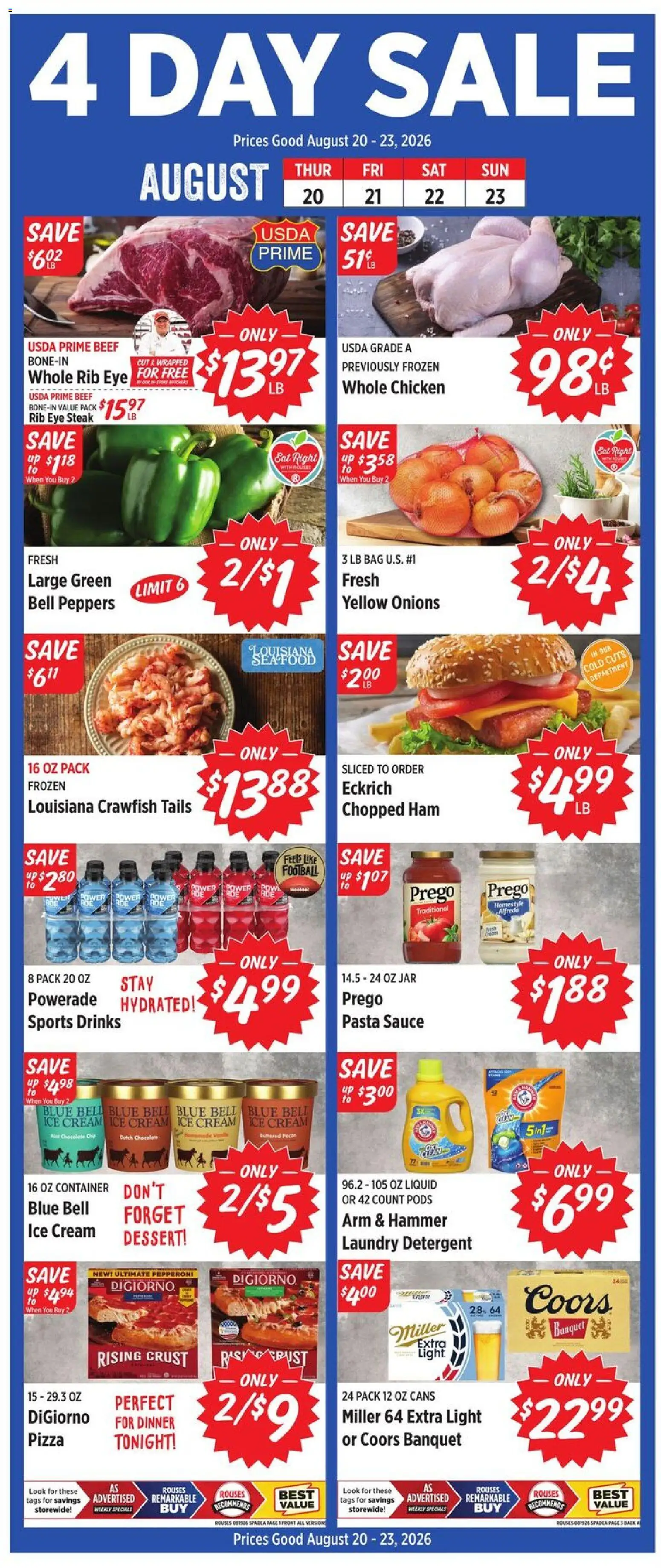 Rouses Weekly Ad - valid from 08/19/2026 | Page: 2 | Products: Laundry detergent, Hammer, Cream, Sauce
