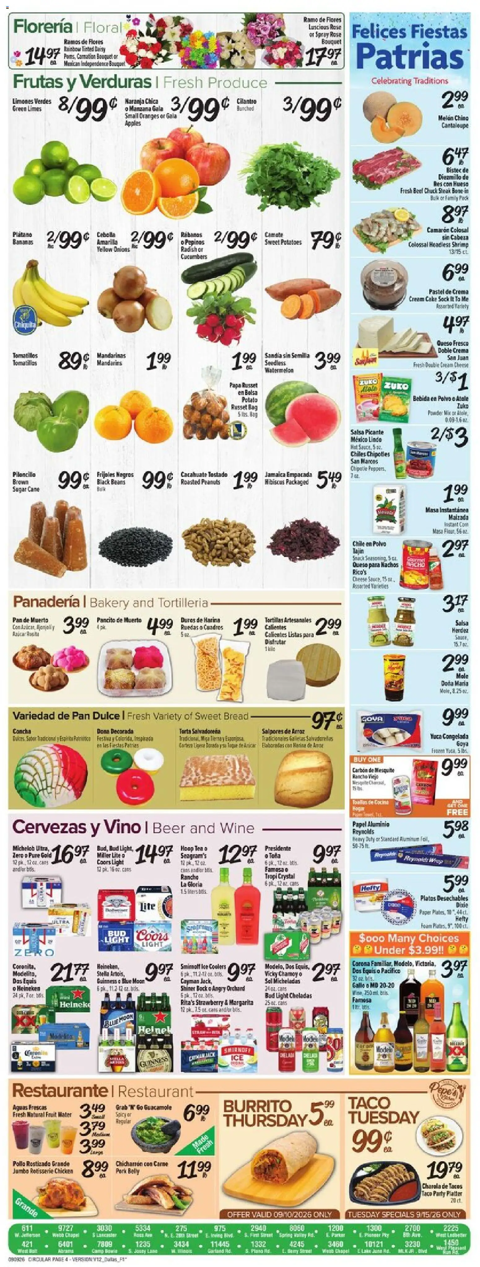 Fiesta Mart Weekly Ad - valid from 09/09/2026 | Page: 4 | Products: Cheese, Tea, Bag, Foam