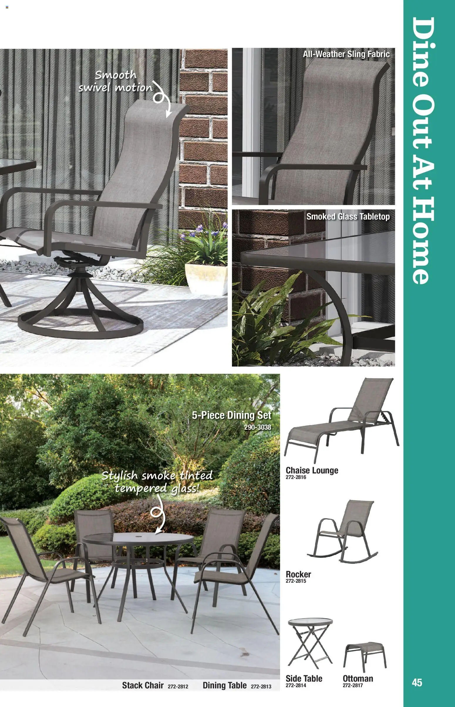 Menards Outdoor Living Catalogue - valid from 02/04/2026 | Page: 45 | Products: Chair, Swivel, Dining set, Ottoman
