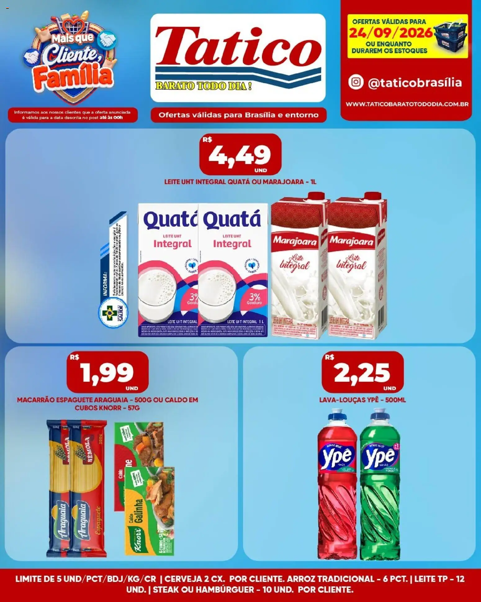 Tatico Folheto - válido de 24/09/2026 | Página: 2 | Produtos: Leite, Cerveja, Arroz, Knorr