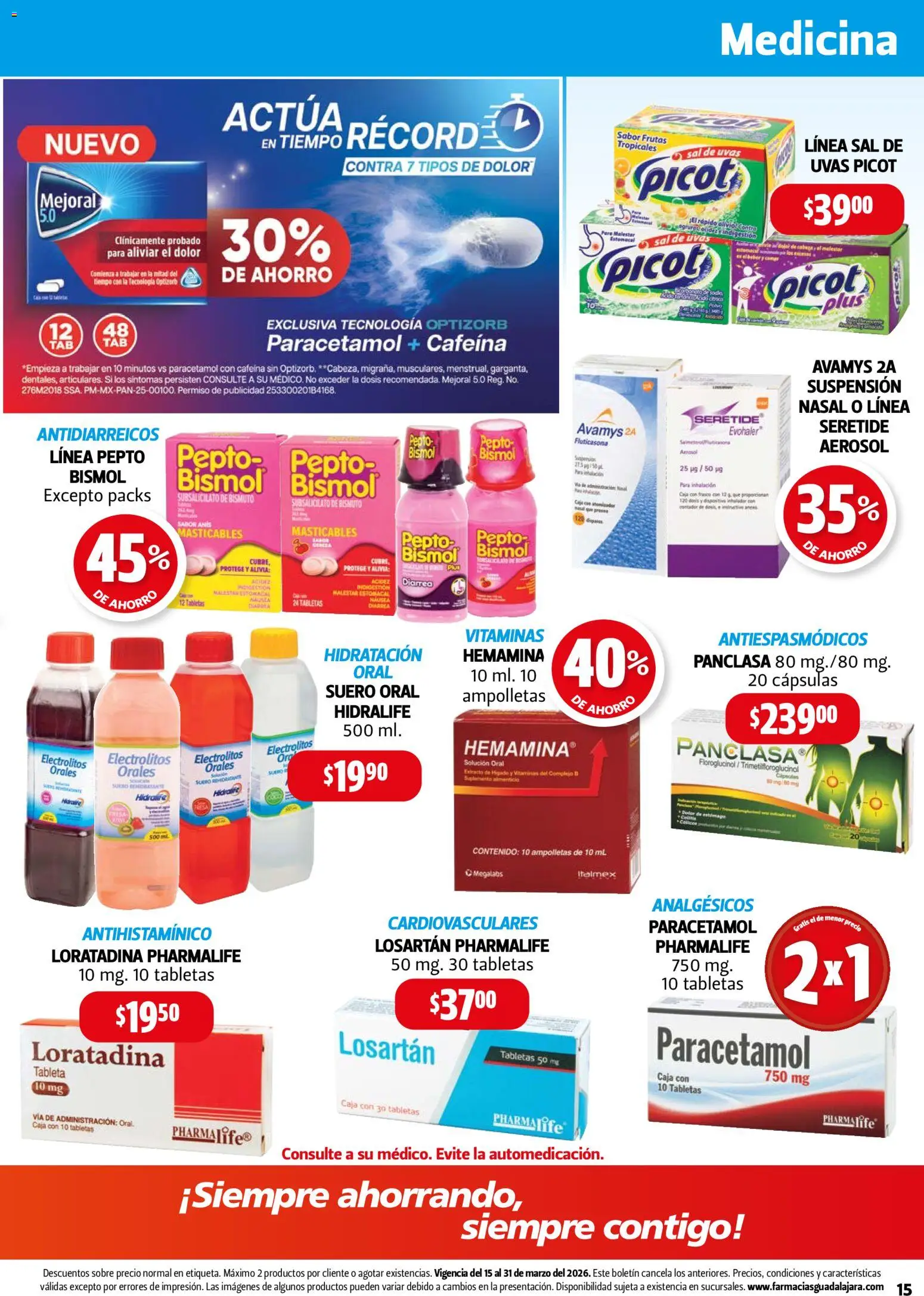 Nuevas ofertas de Farmacia Guadalajara válidas en toda la República Mexicana desde el 15.03.2026. ¡Encuentra las mejores ofertas en Farmacia Guadalajara catálogo! | Página: 15 | Productos: Sal, Frasco, Vitaminas, Sobre
