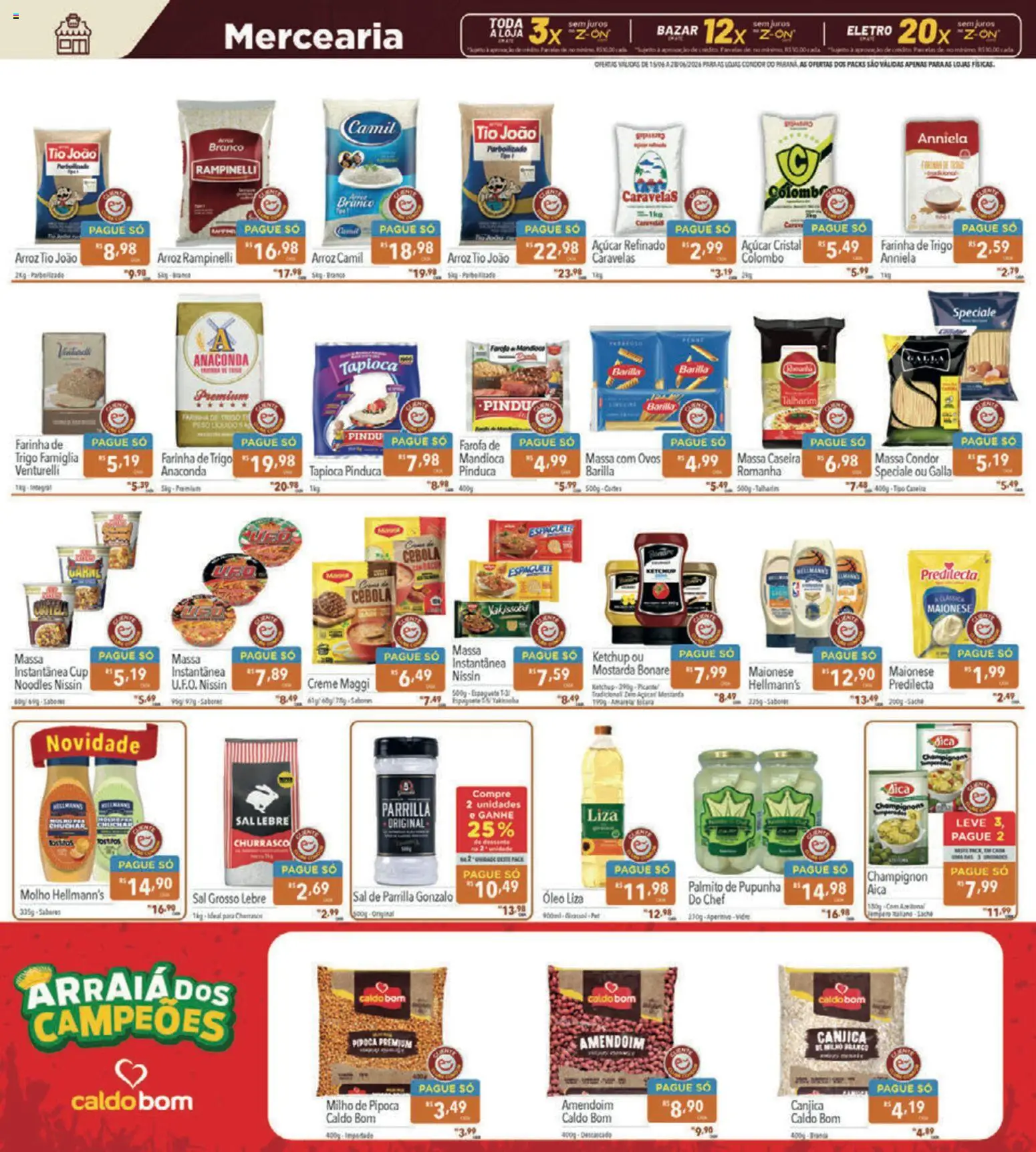 Supermercados Condor Folheto - válido de 15.06.2026 | Página: 8 | Produtos: Cebola, Massa, Açúcar, Champignon