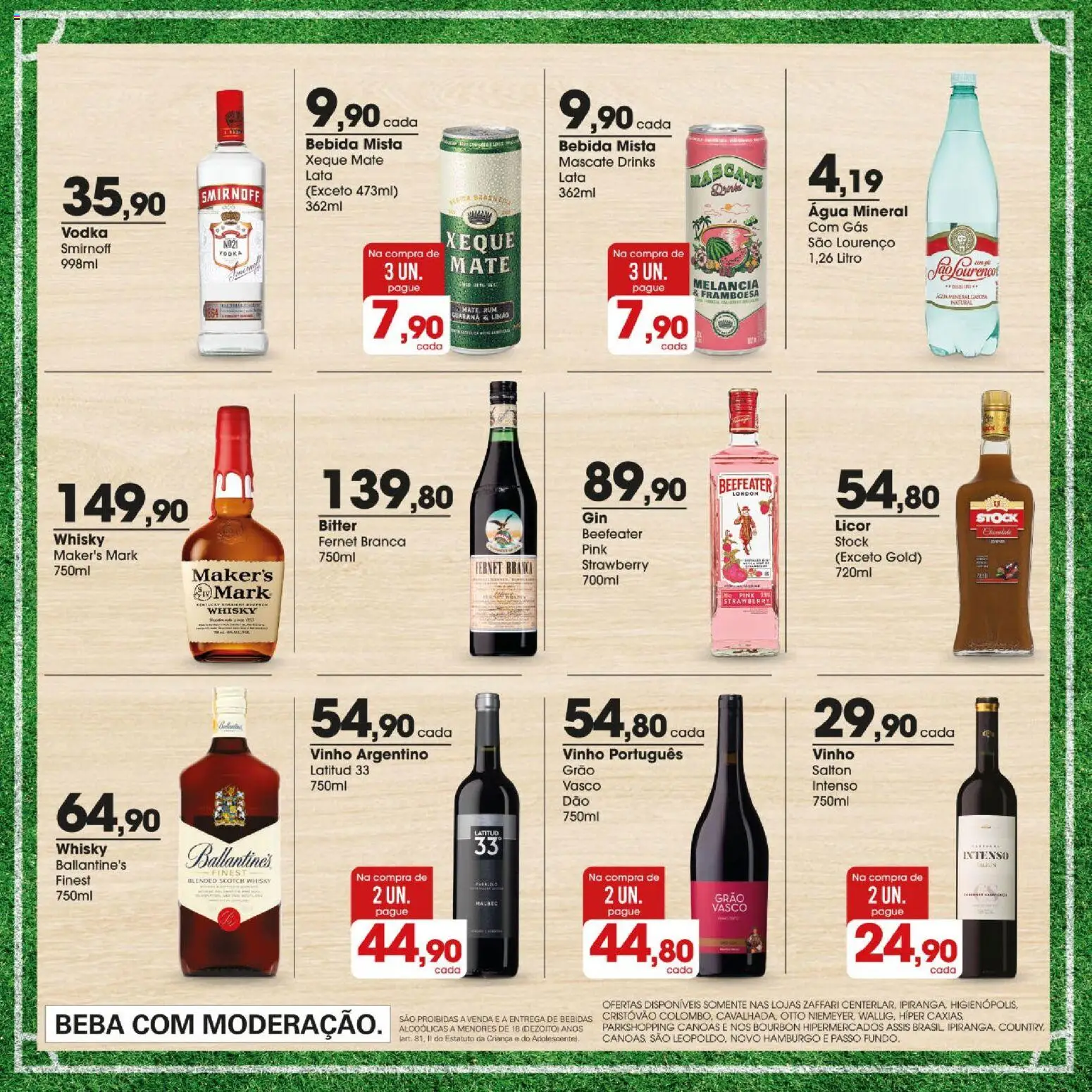 Zaffari Folheto - válido de 09.06.2026 | Página: 11 | Produtos: Whisky, Bourbon, Vodka, Água mineral