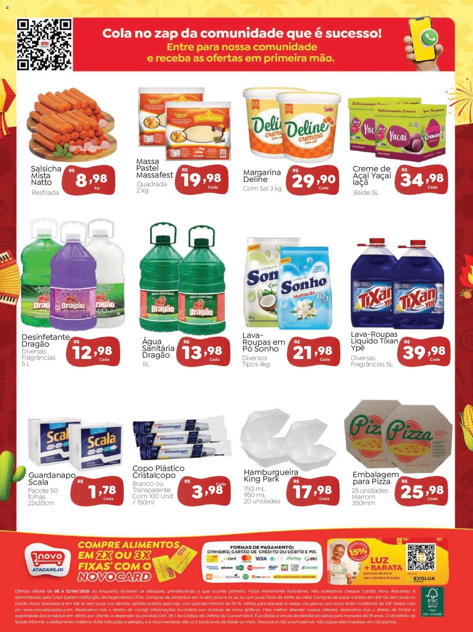 Novo Atacarejo Folheto - válido de 08.06.2026 | Página: 2 | Produtos: Massa, Creme, Margarina, Balde