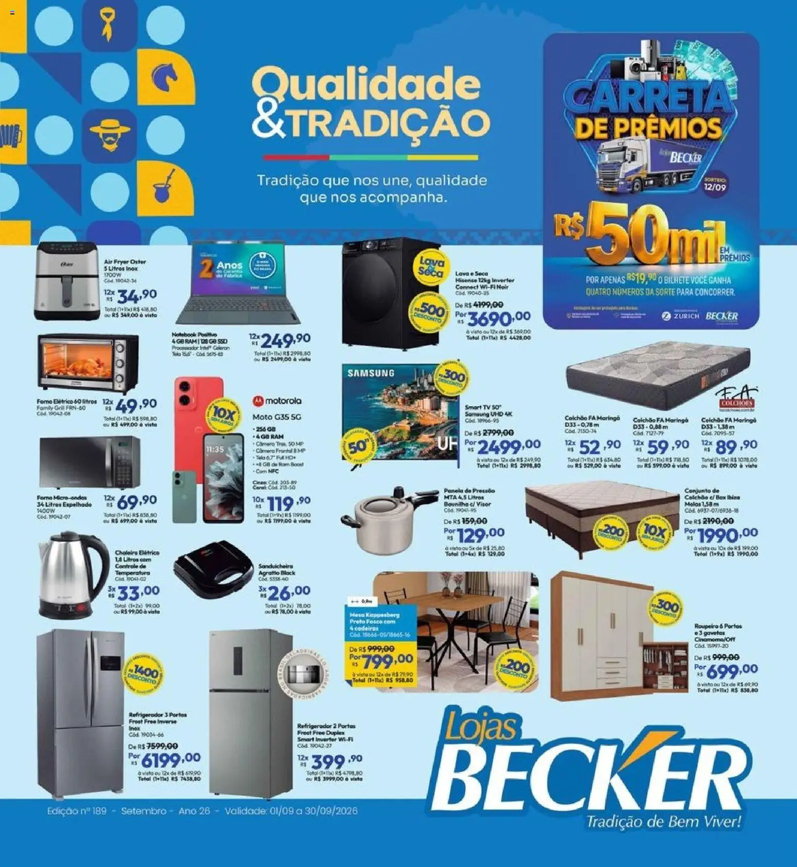 Lojas Becker Folheto - válido de 01/09/2026 | Página: 1 | Produtos: Sanduicheira, Baunilha, Lava e seca, Tv