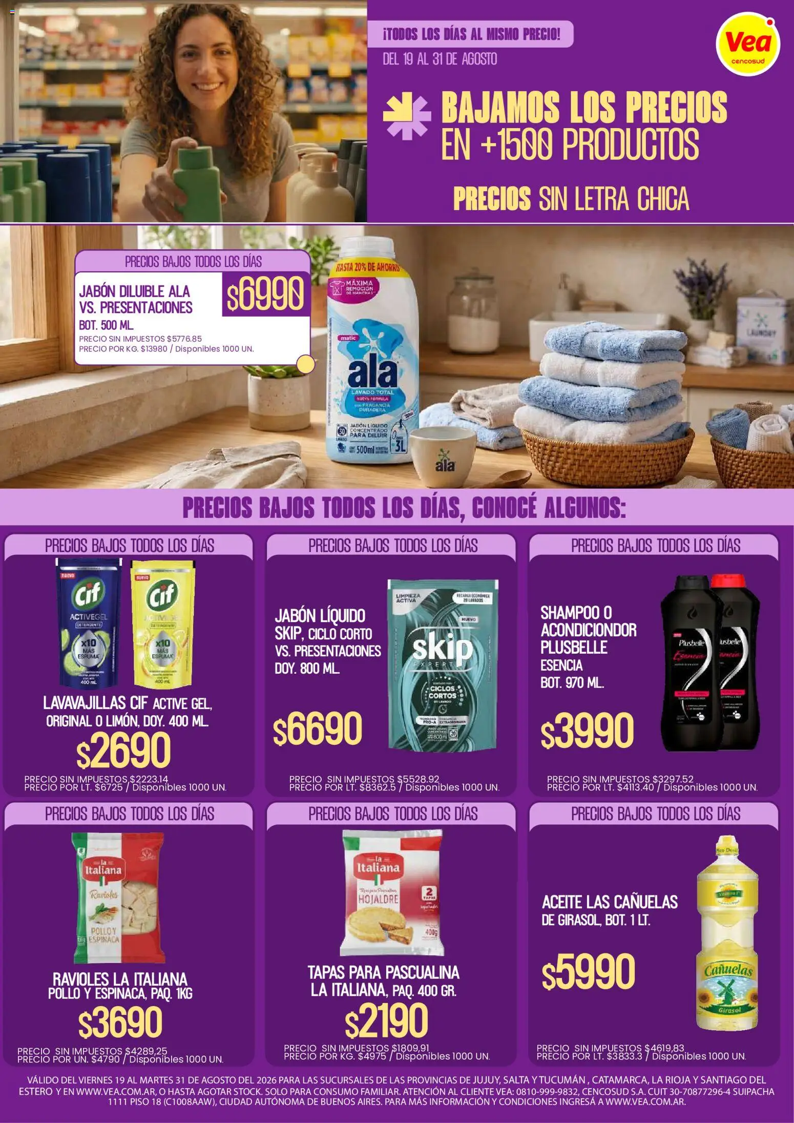 Vea - Folleto Precios Bajos NOA │ válido desde el 19/08/2026 | Página: 2 | Productos: Jabón líquido, Detergente, Ravioles, Espinaca