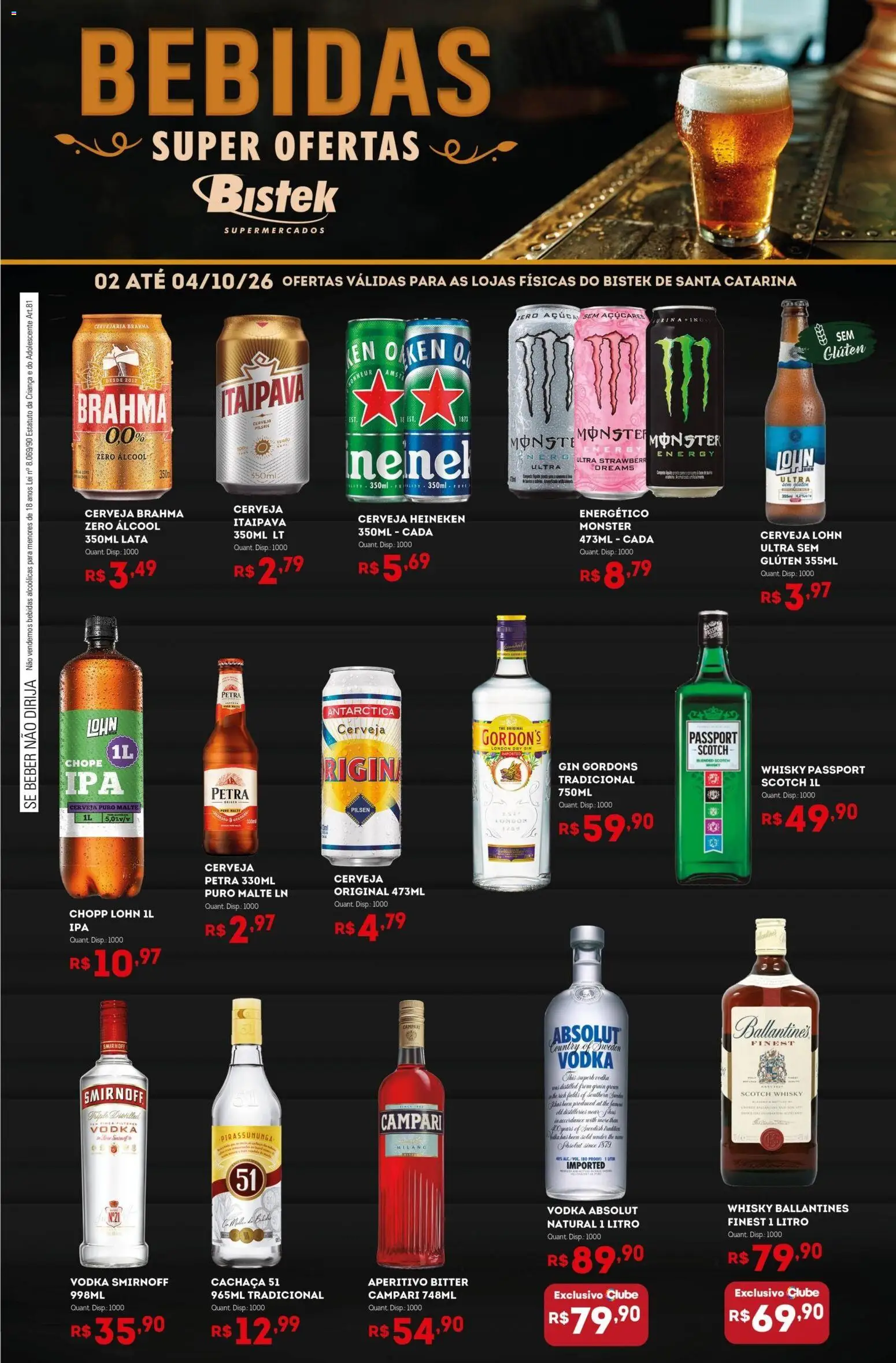 Bistek Supermercados Folheto - válido de 02/10/2026 | Página: 1 | Produtos: Álcool, Energético, Whisky, Bebidas
