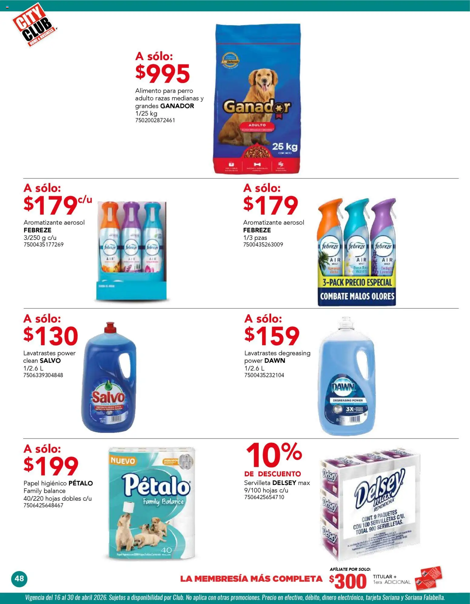 Nuevas ofertas de City Club válidas en toda la República Mexicana desde el 01.04.2026. ¡Encuentra las mejores ofertas en City Club catálogo! | Página: 48 | Productos: Papel higiénico, Servilletas