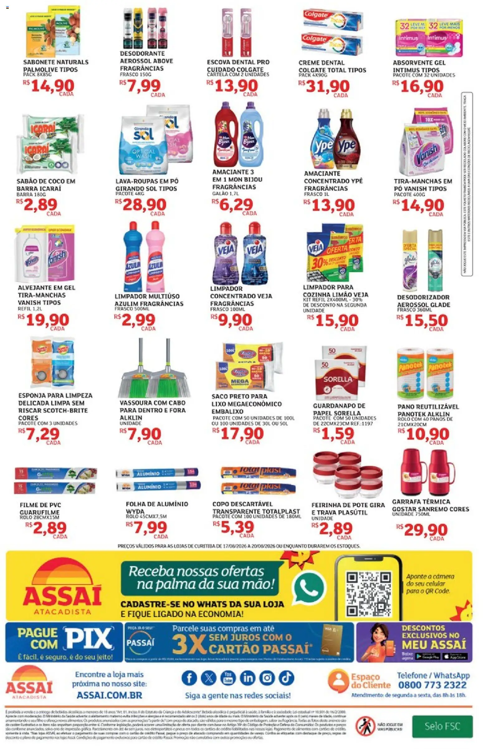 Assaí Atacadista Folheto - válido de 17/08/2026 | Página: 4 | Produtos: Celular, Escova, Garrafa térmica, Vassoura